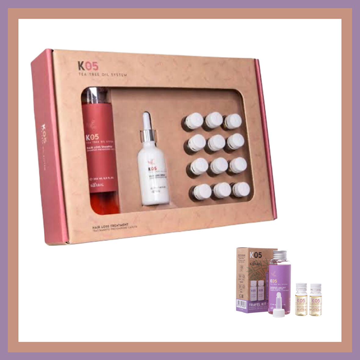 Kaaral K05 Tea Tree Oil Saç Dökülmesine karşı Set 250ml + Yağlı Saç Dandruff and Oily Scalp K
