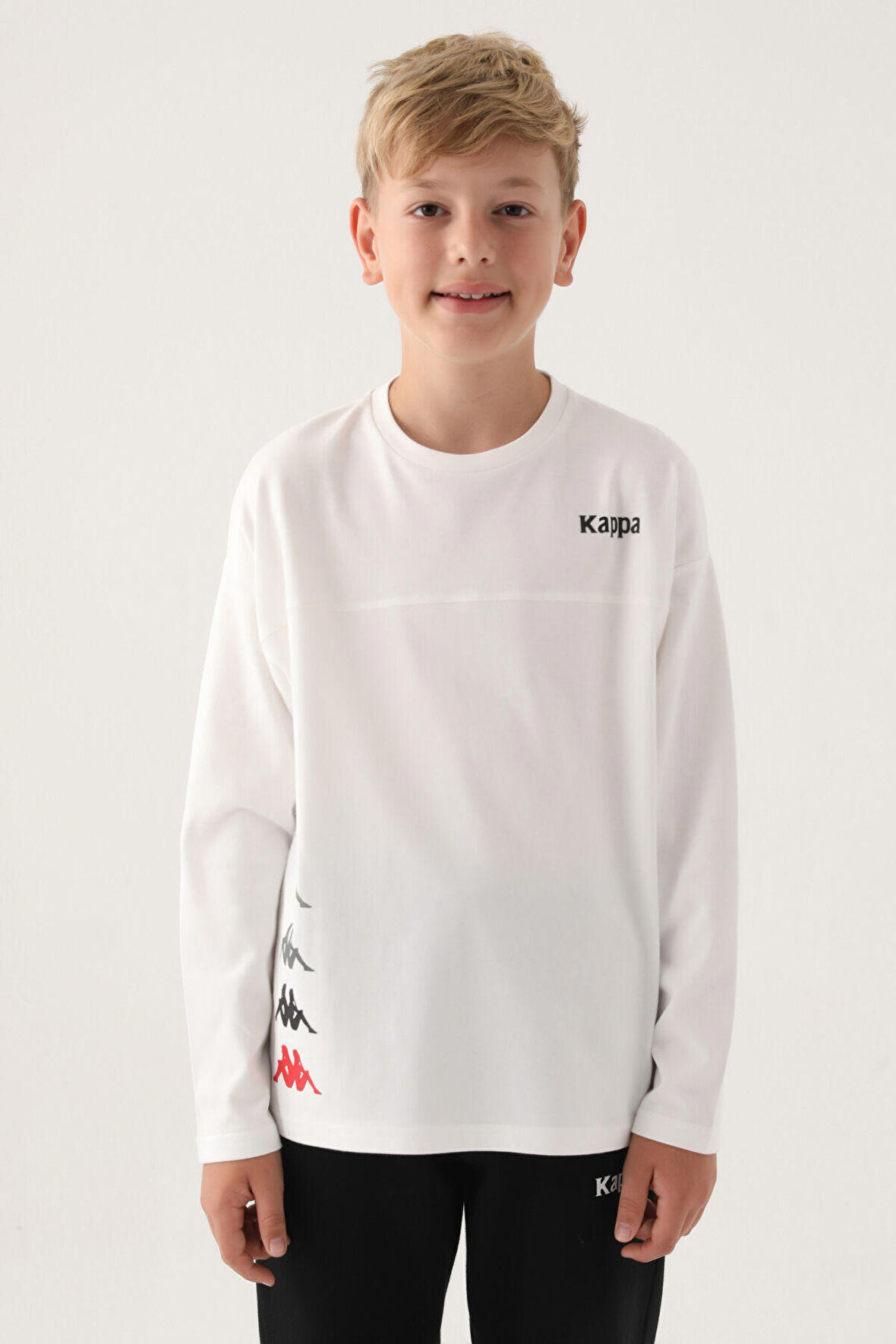 Kappa Krem  Bisiklet Yaka Kappa Logo Baskılı  Erkek Çocuk Sweatshirt