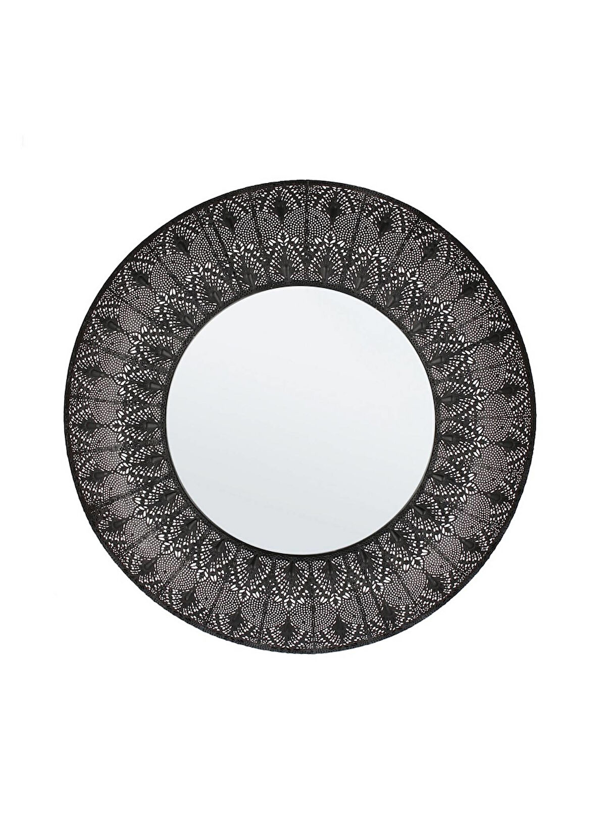 Larjam Motifli Duvar Aynası Siyah Ç 70cm