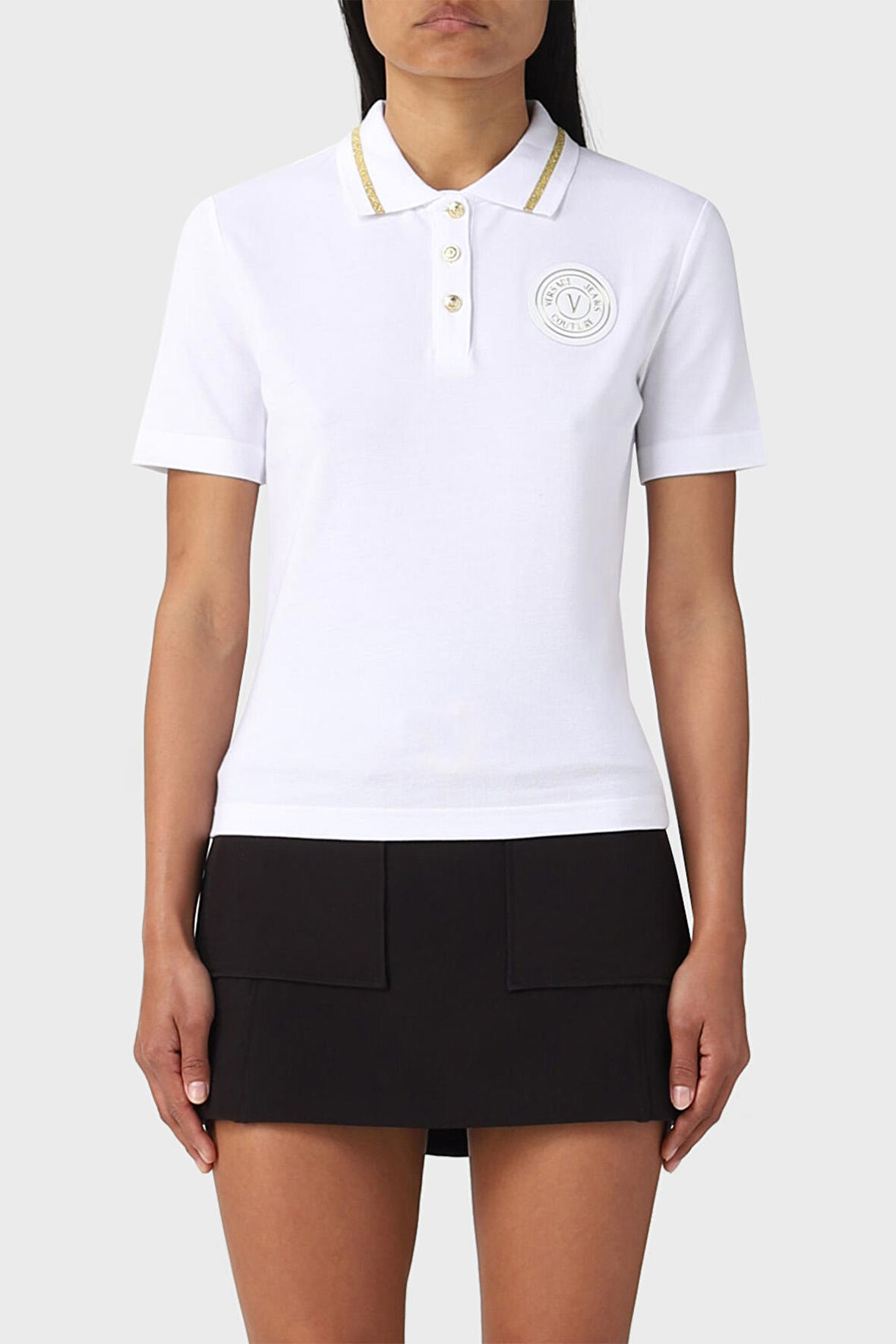 Versace Jeans Couture Bayan Polo Yaka T Shirt 74HAGT08 CJ01T G03