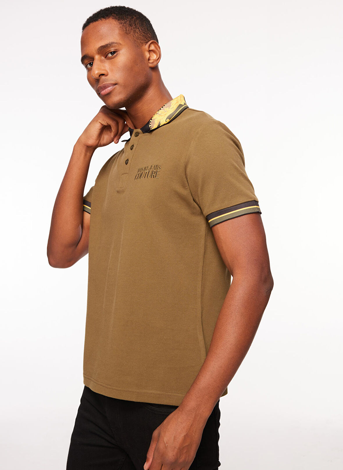 Versace Jeans Couture Haki Erkek Polo T-Shirt 75GAGT05CJ01T107