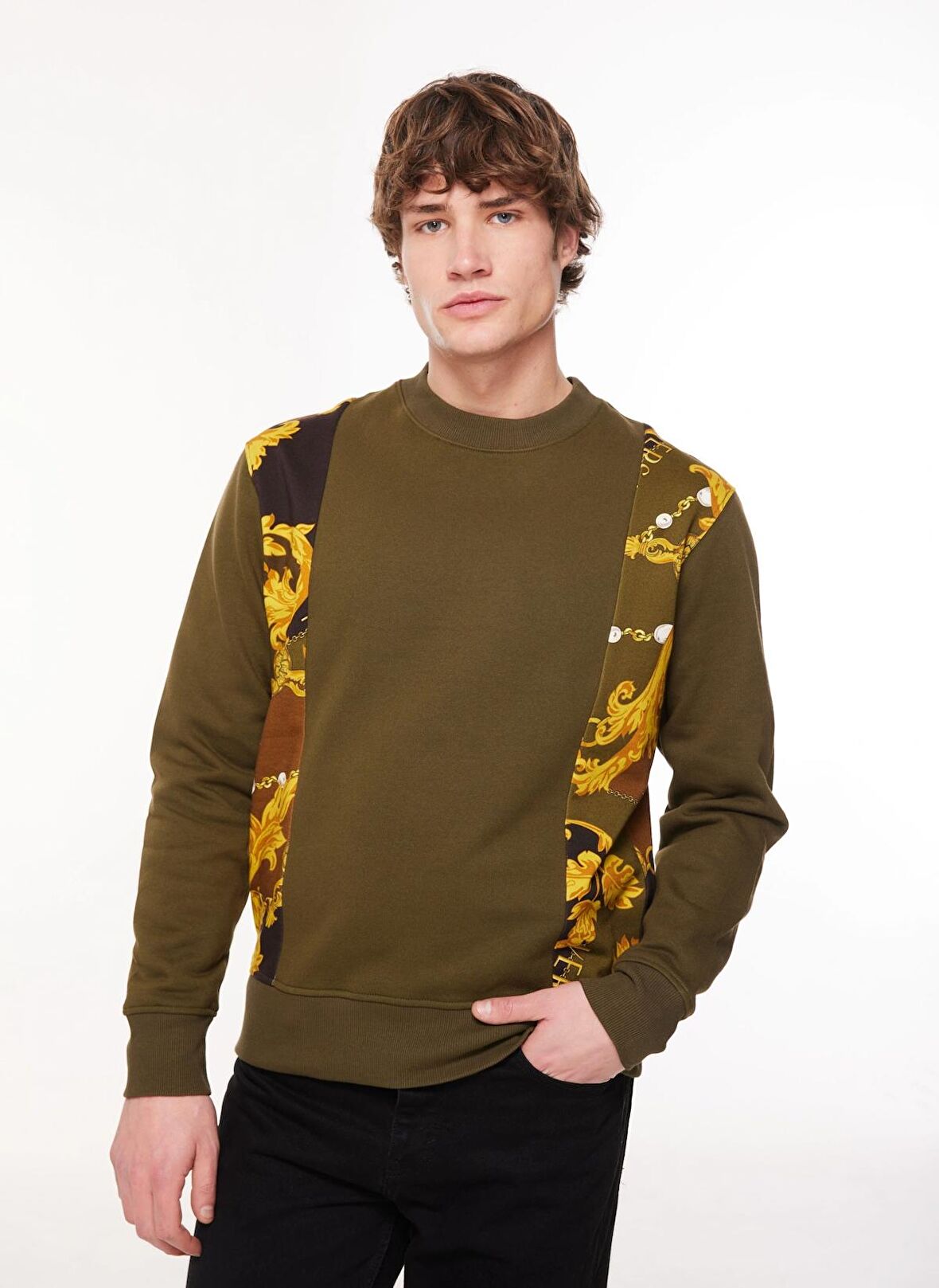 Versace Jeans Couture Bisiklet Yaka Siyah Erkek Sweatshırt 75GAI316FS102G70