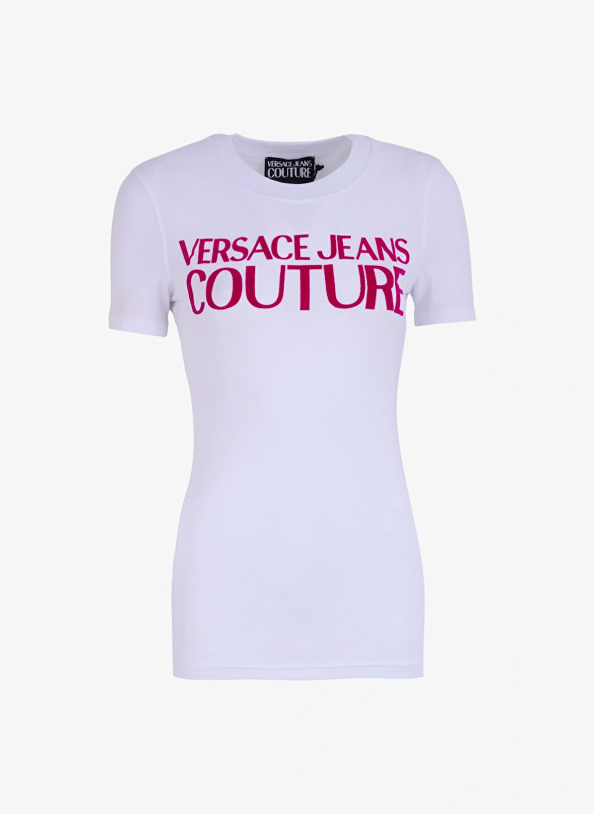 Versace Jeans Couture Yuvarlak Yaka Baskılı Beyaz Kadın T-Shirt 77HAHL01