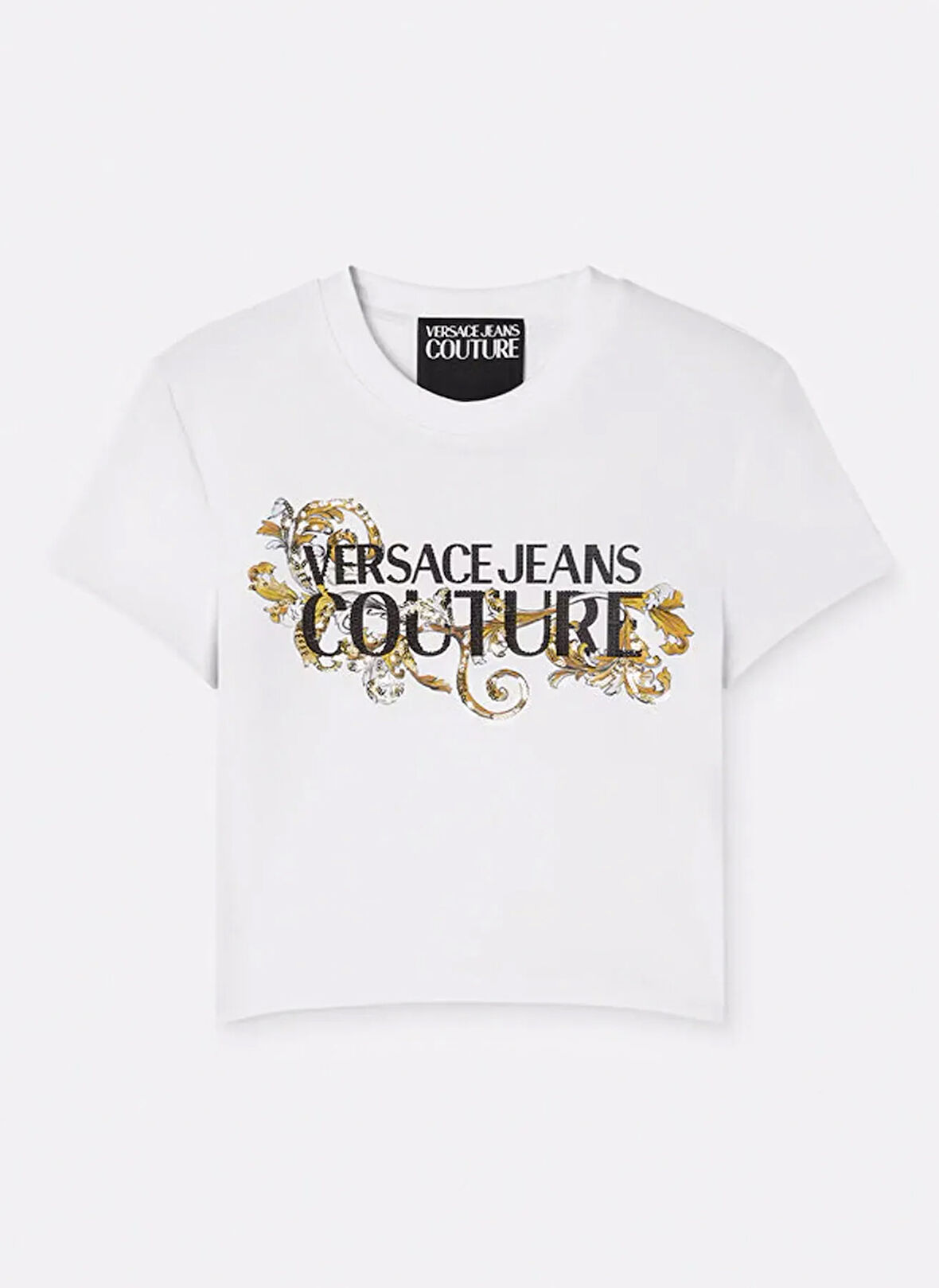 Versace Jeans Couture Yuvarlak Yaka Baskılı Beyaz Kadın T-Shirt 78HAHC05