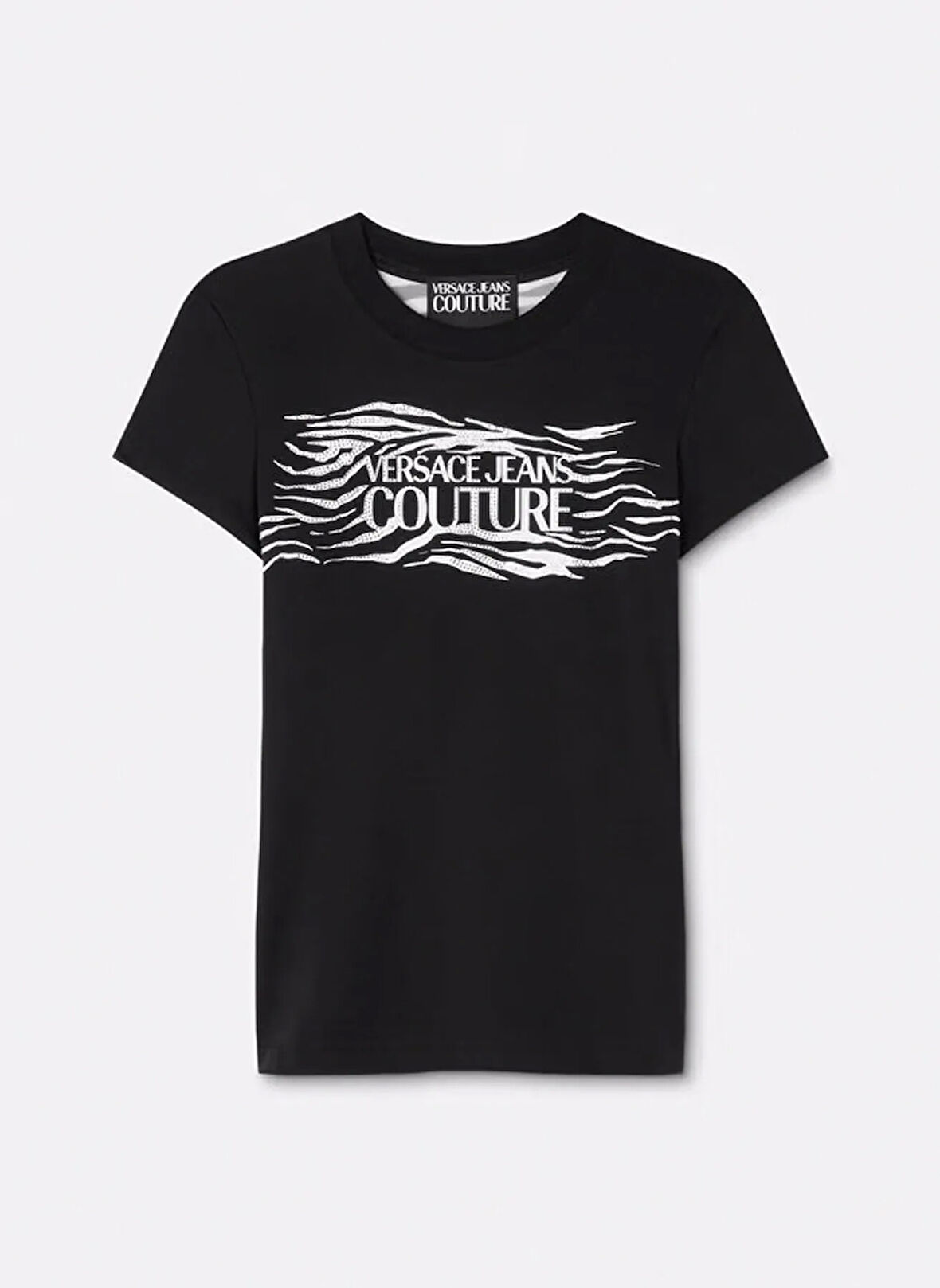 Versace Jeans Couture Yuvarlak Yaka Baskılı Siyah Kadın T-Shirt 78HAH606