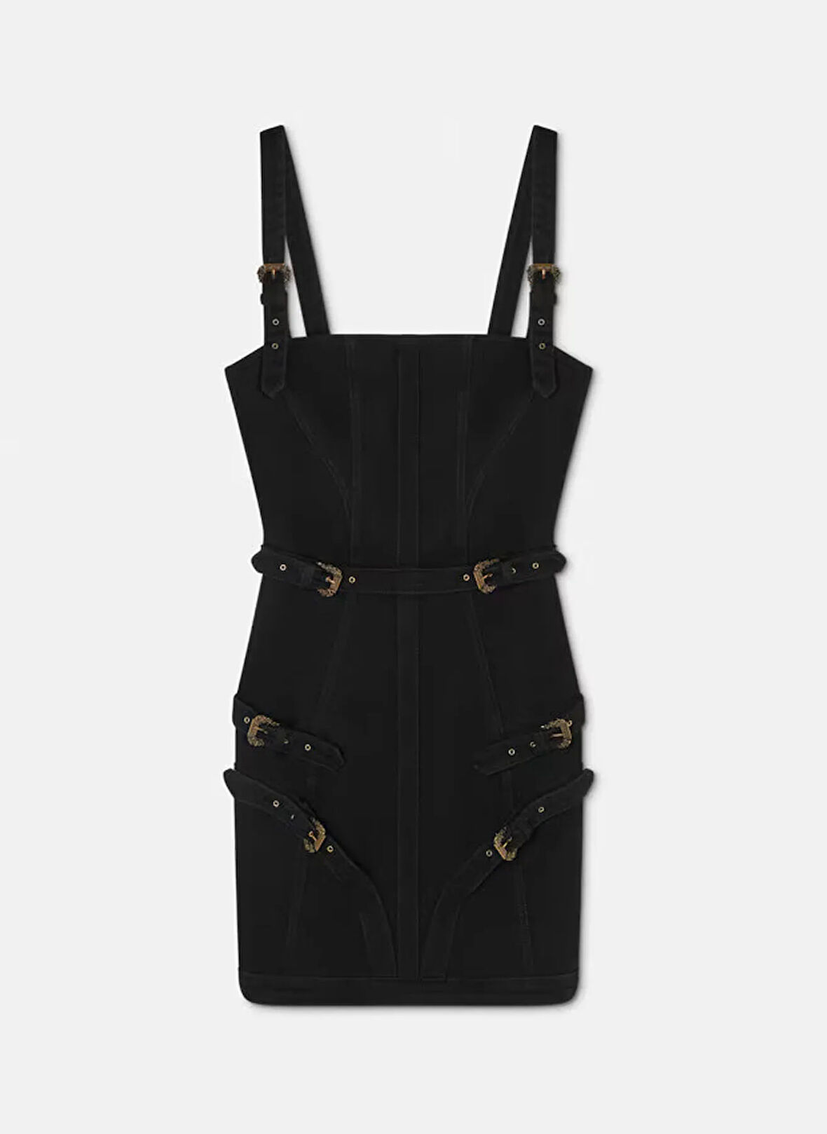 Versace Jeans Couture Kare Yaka Düz Siyah Kısa Kadın Elbise 78HAO952