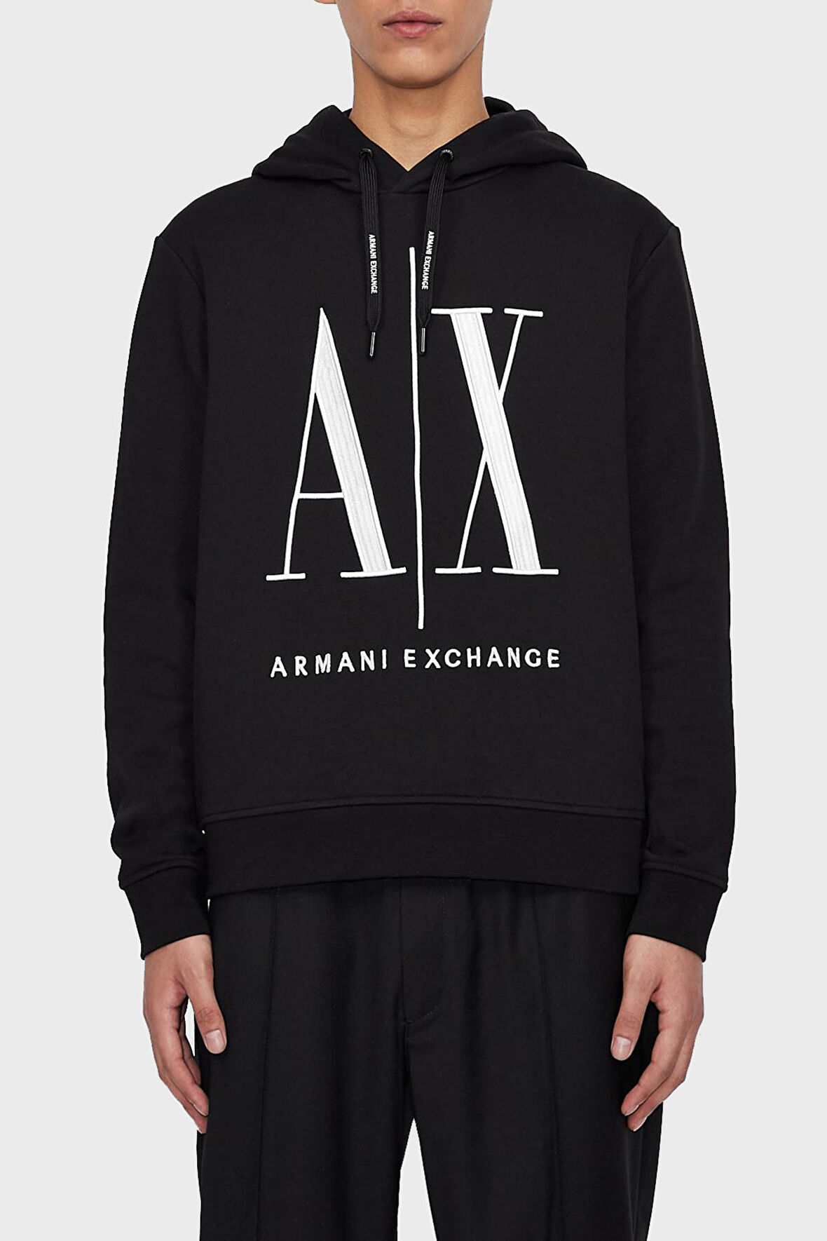 Armani Exchange Kapüşon Yaka Siyah Erkek Sweatshırt 8NZMPC 1200-BLACK