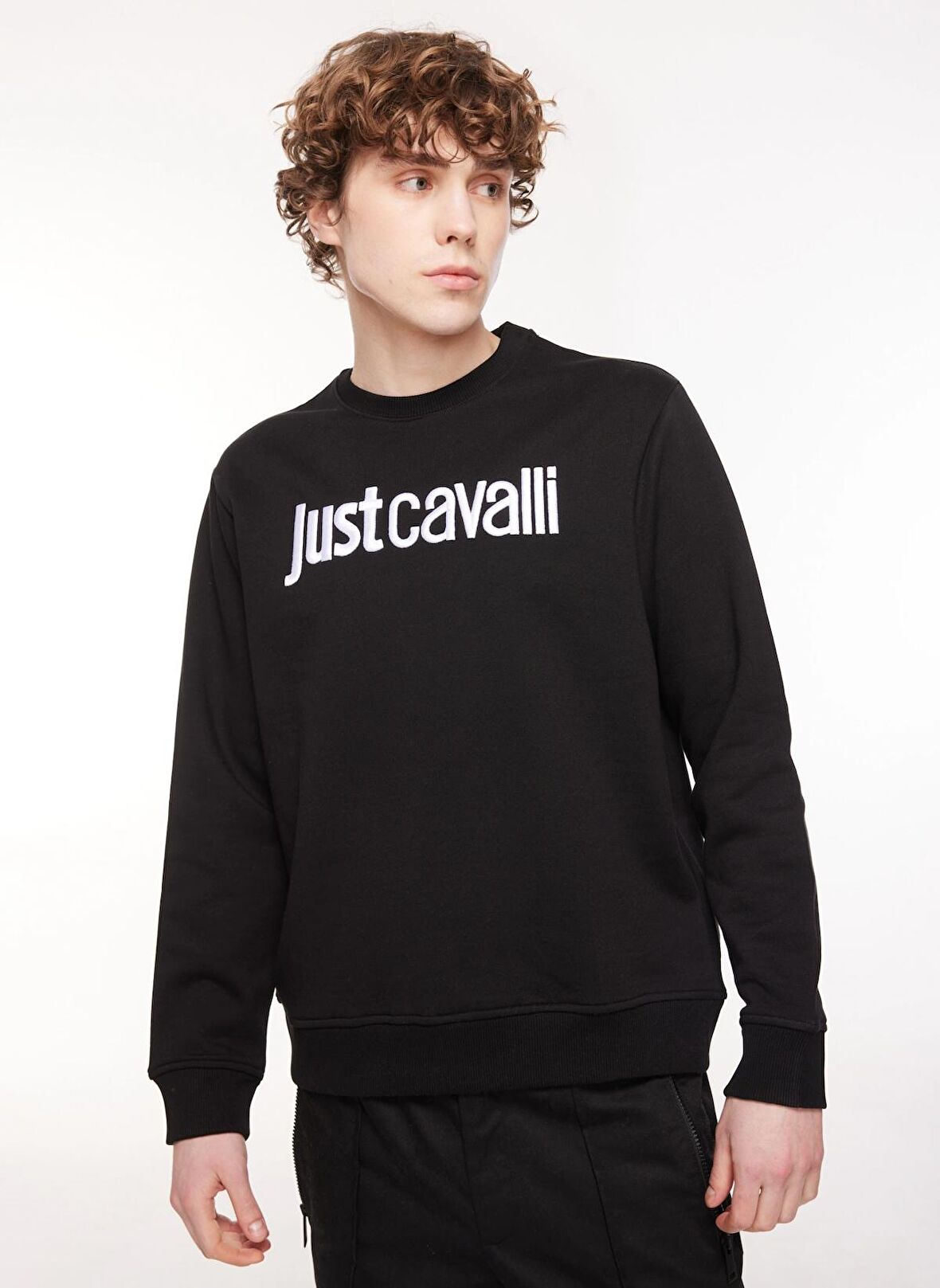 Just Cavalli Bisiklet Yaka Siyah Erkek Sweatshırt 75OAIT00