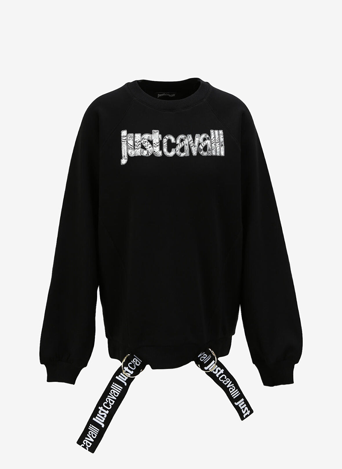 Just Cavalli Bisiklet Yaka Baskılı Siyah Kadın Sweatshırt 75PAIG05