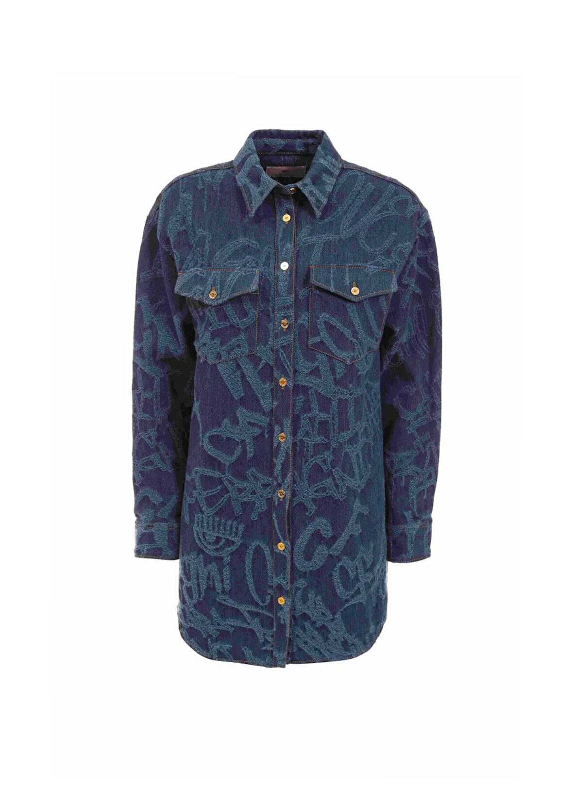 Chiara Ferragni Normal Gömlek Yaka Düz Lacivert Kadın Gömlek 75CBL222