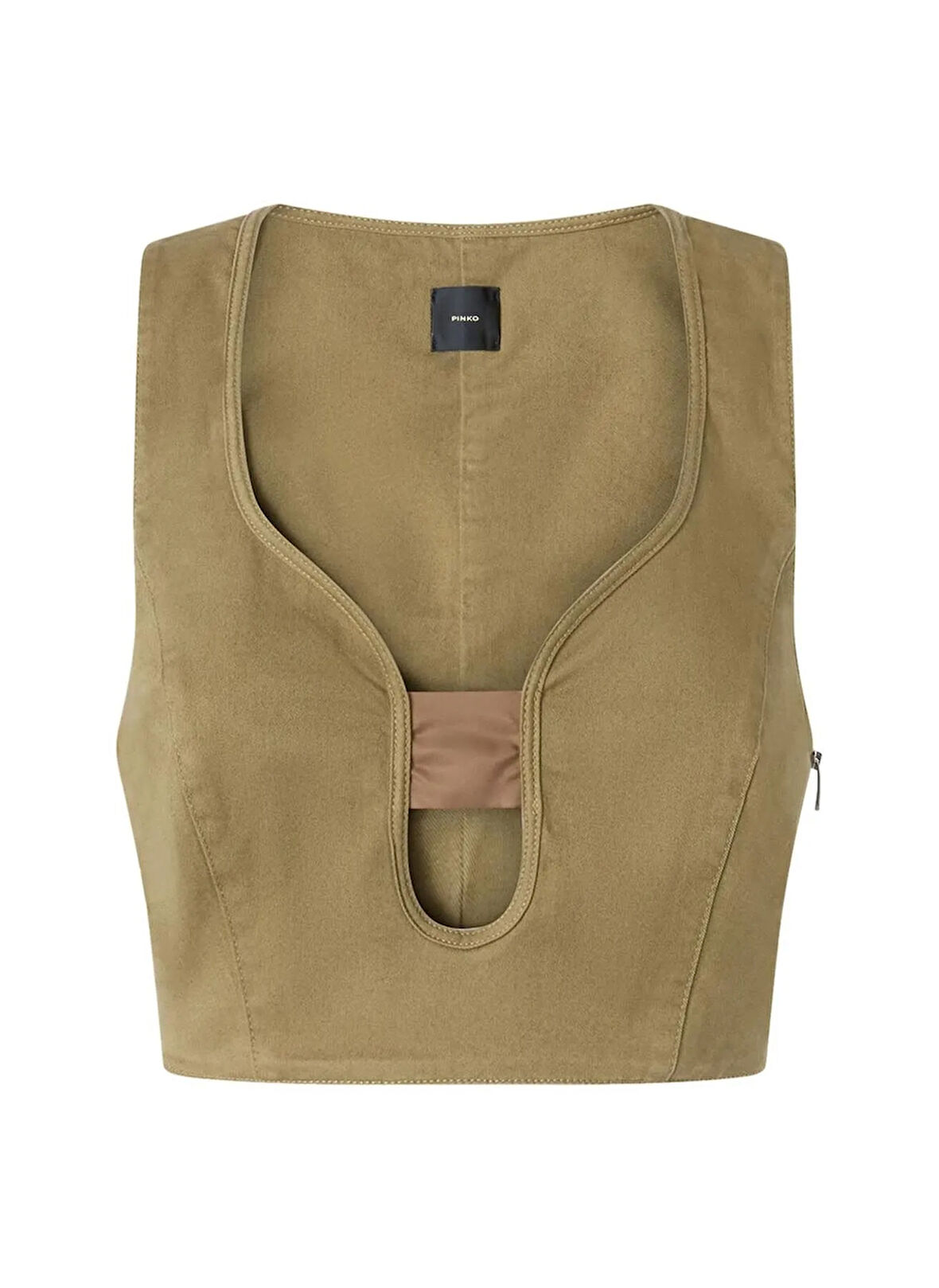 Pinko Kare Yaka Düz Açık Kahve Kadın Bluz 104666