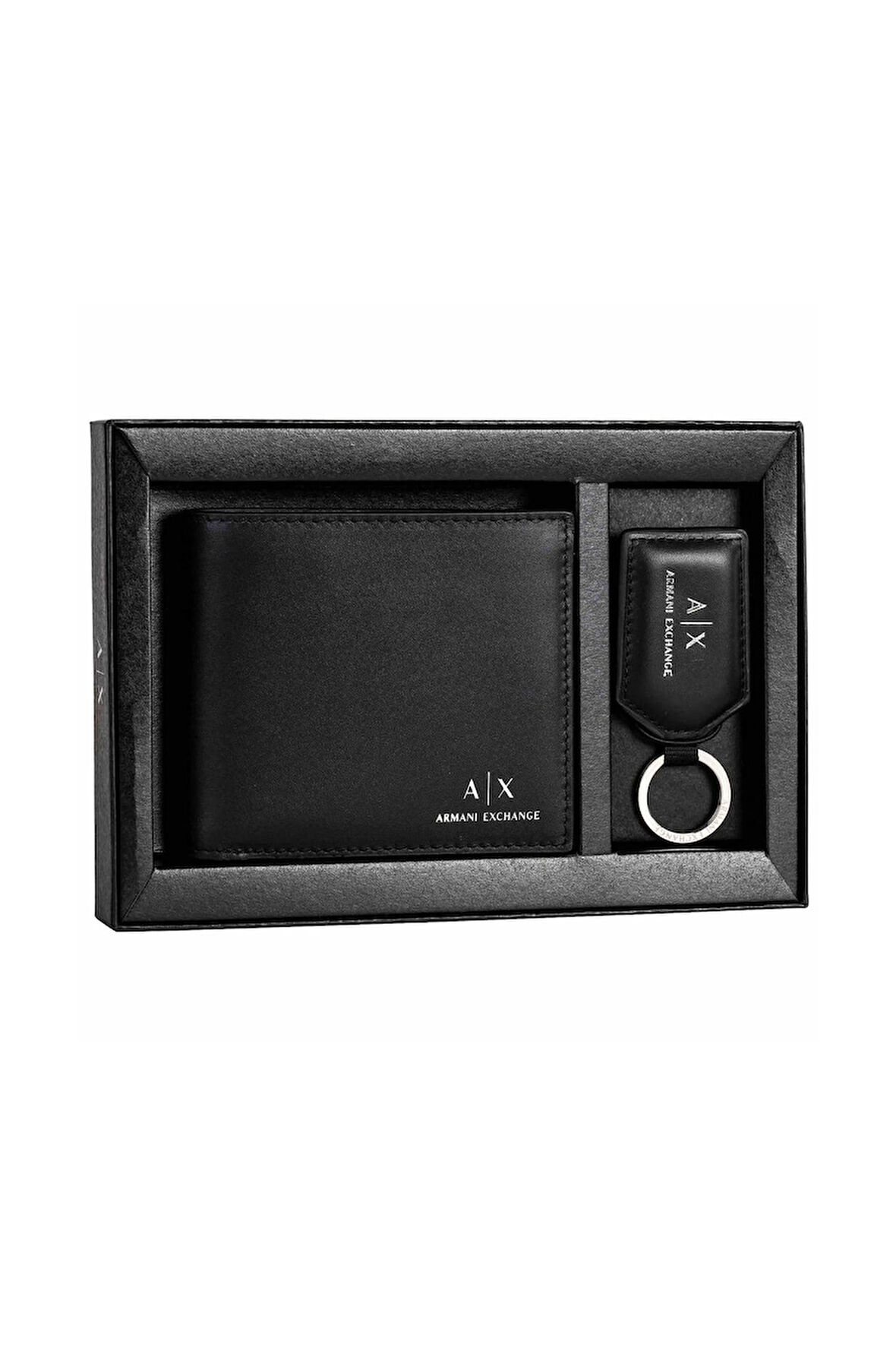 Erkek Yazı Logolu Cüzdan ve Anahtarlık Seti - Siyah | undefined