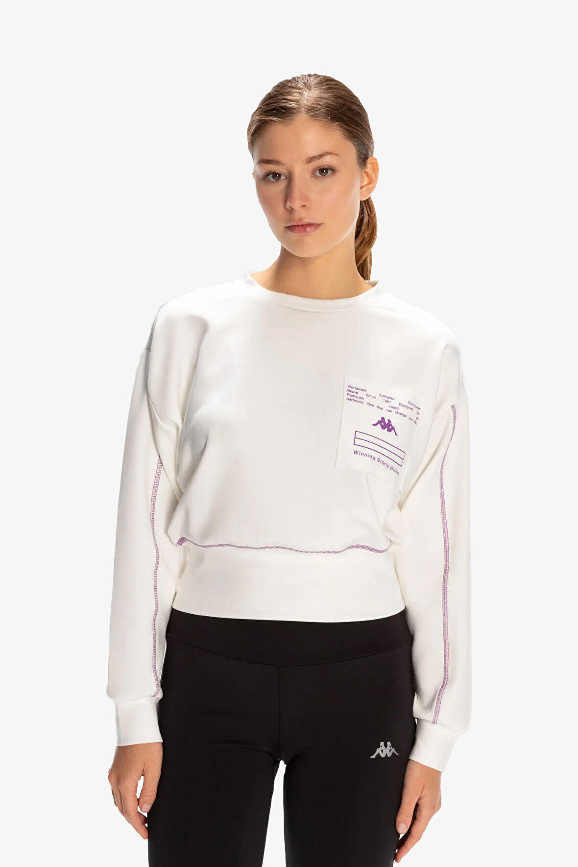 Kappa Authentıc Kage Kadın Beyaz Sweatshirt 351Q66W-001