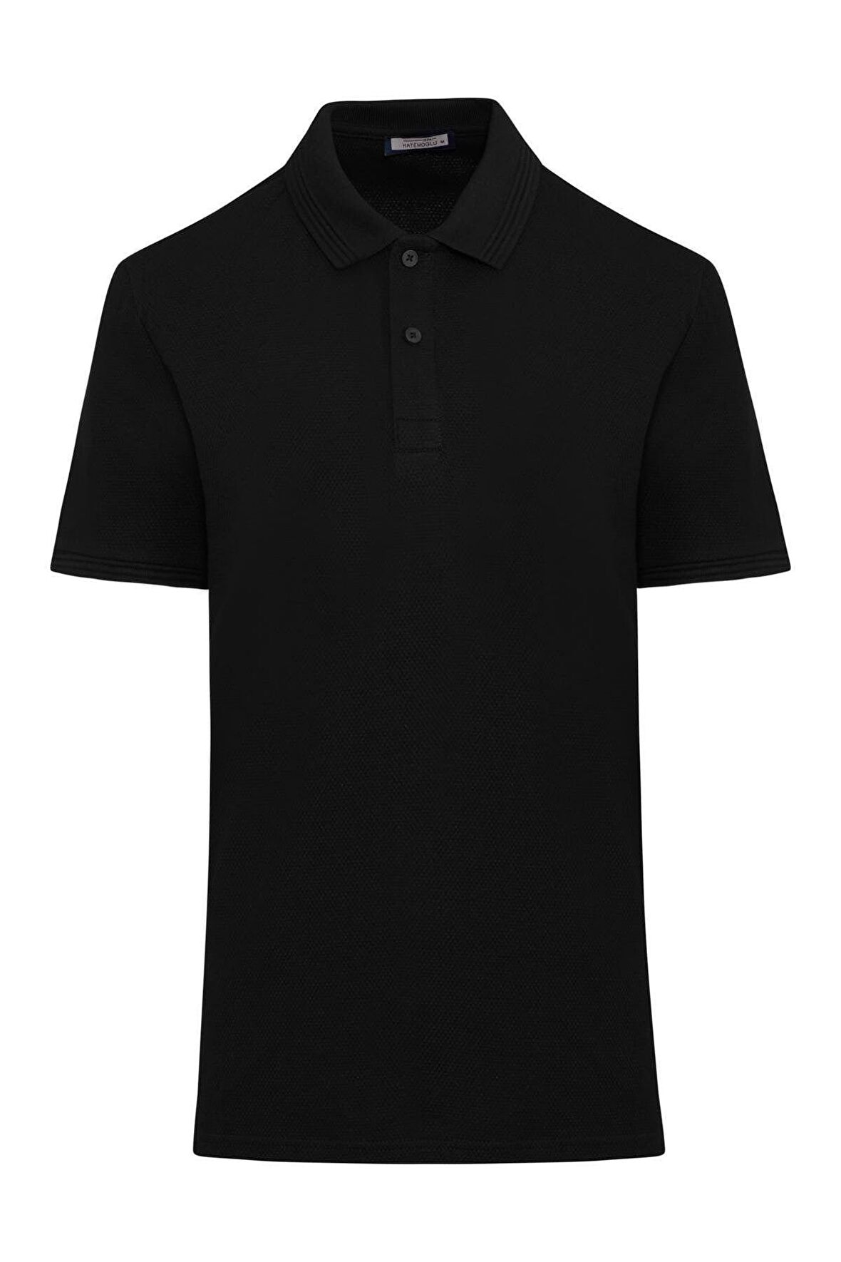 Siyah Regular Fit Pamuklu Desenli Polo Yaka Tişört | S