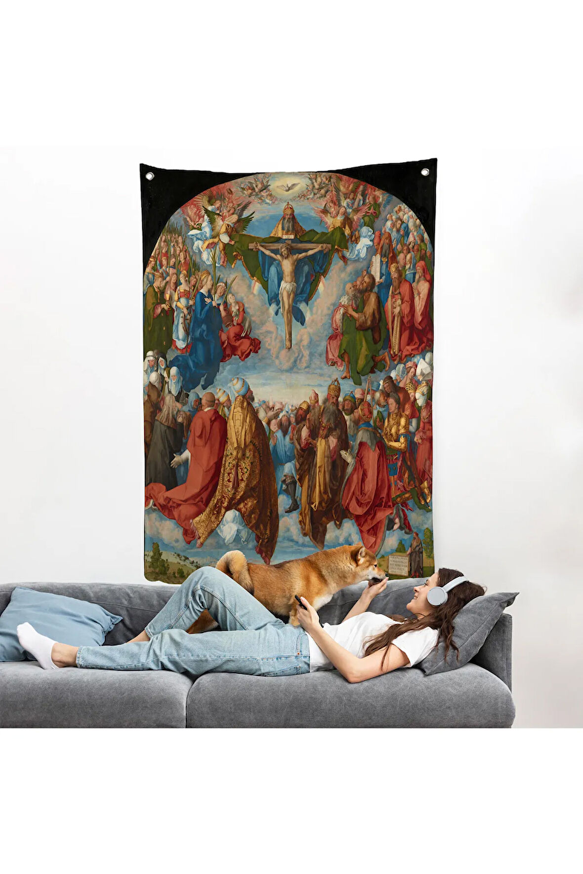 Albrecht Dürer - Üçlü Birliğin Hayranlığı Duvar Örtüsü - Adoration of the Trinity-8054