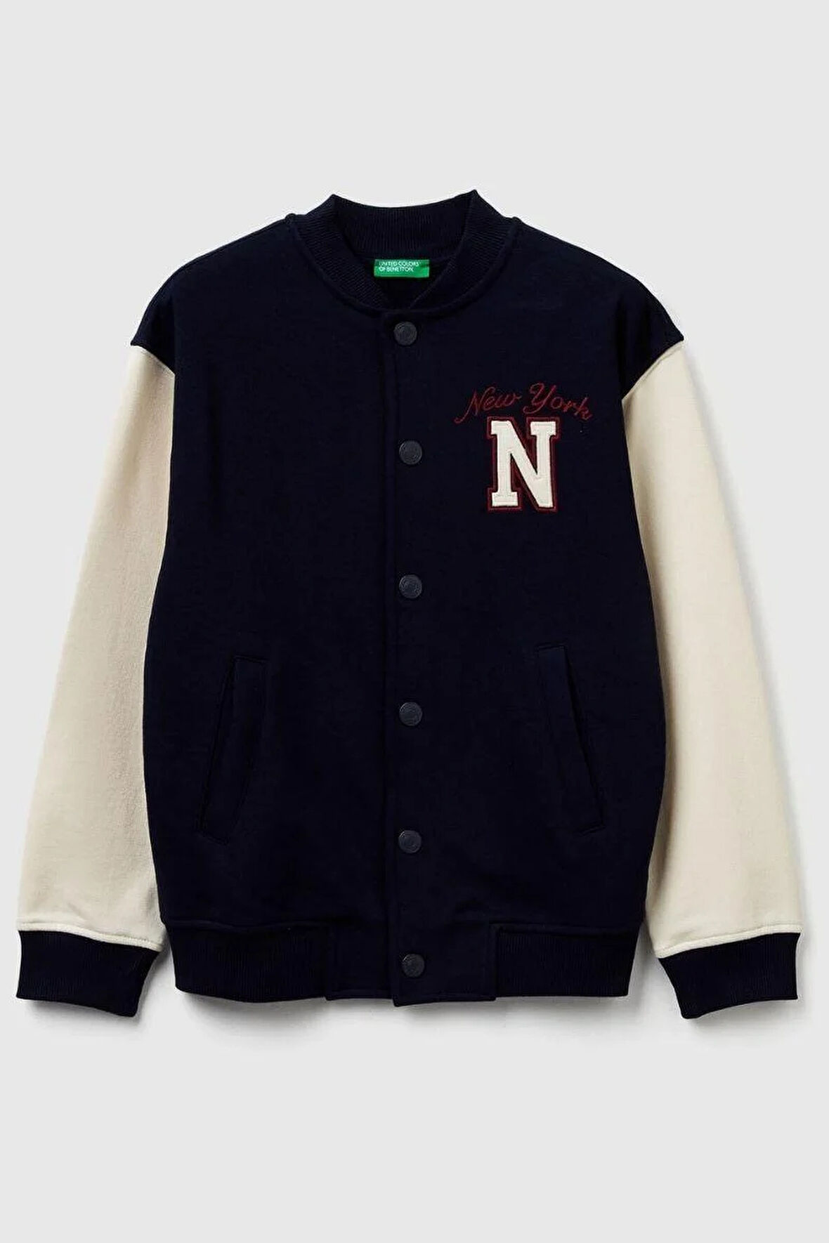 United Colors of Benetton Erkek Çocuk  32N4C505F-25K Bomber Sweatshirt Kolej Ceket Lacivert