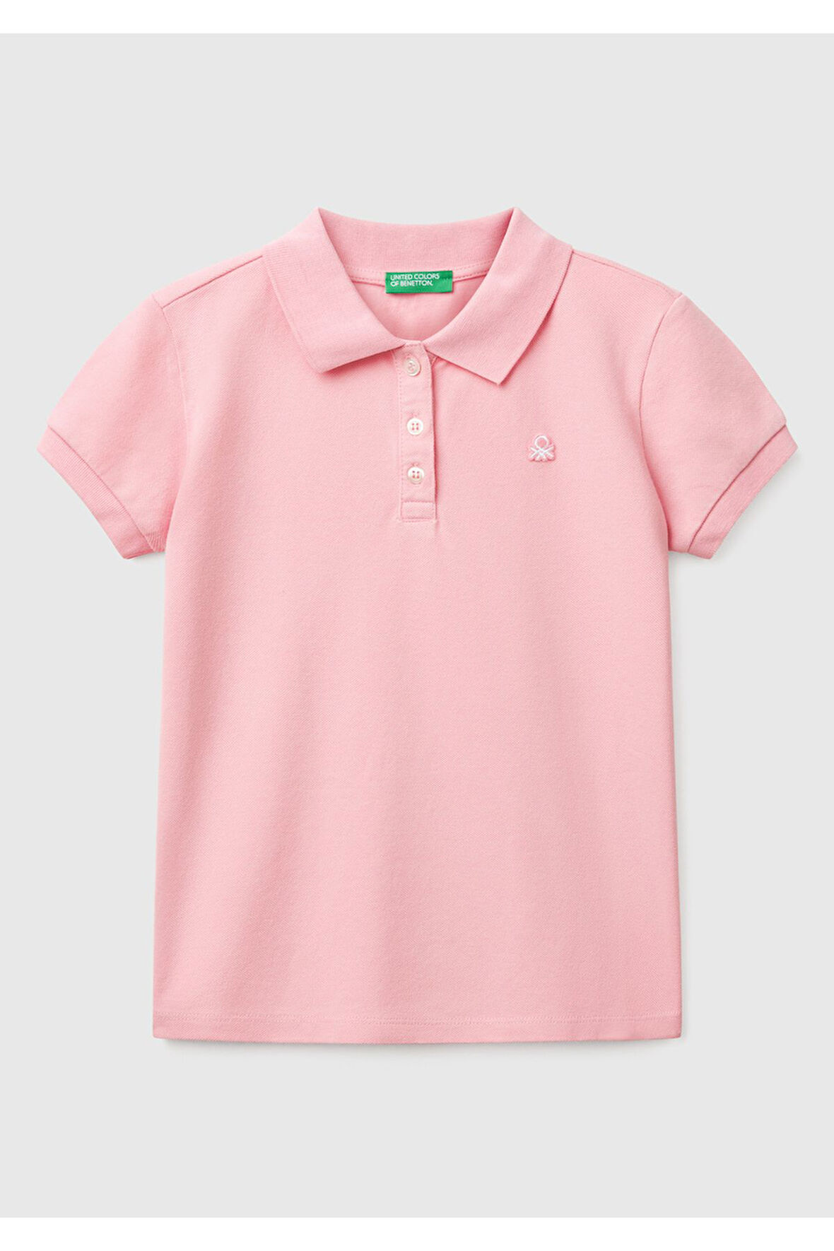 Kız Çocuk Pembe Logolu Pike Polo T-Shirt