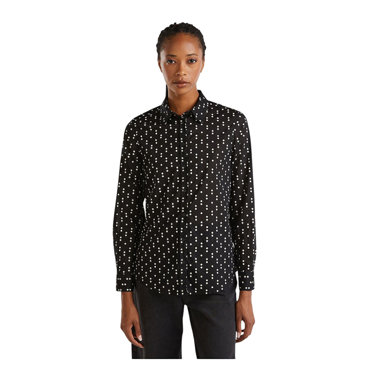 Kadın %100 Koton Desenli Gömlek