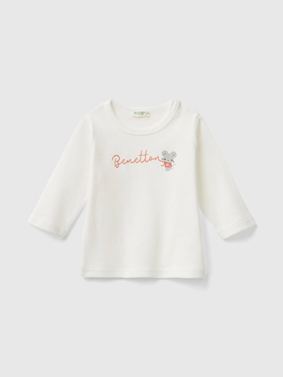 Benetton Bebek Önü Su Baskılı Sweatshırt 1-18 Ay Beyaz