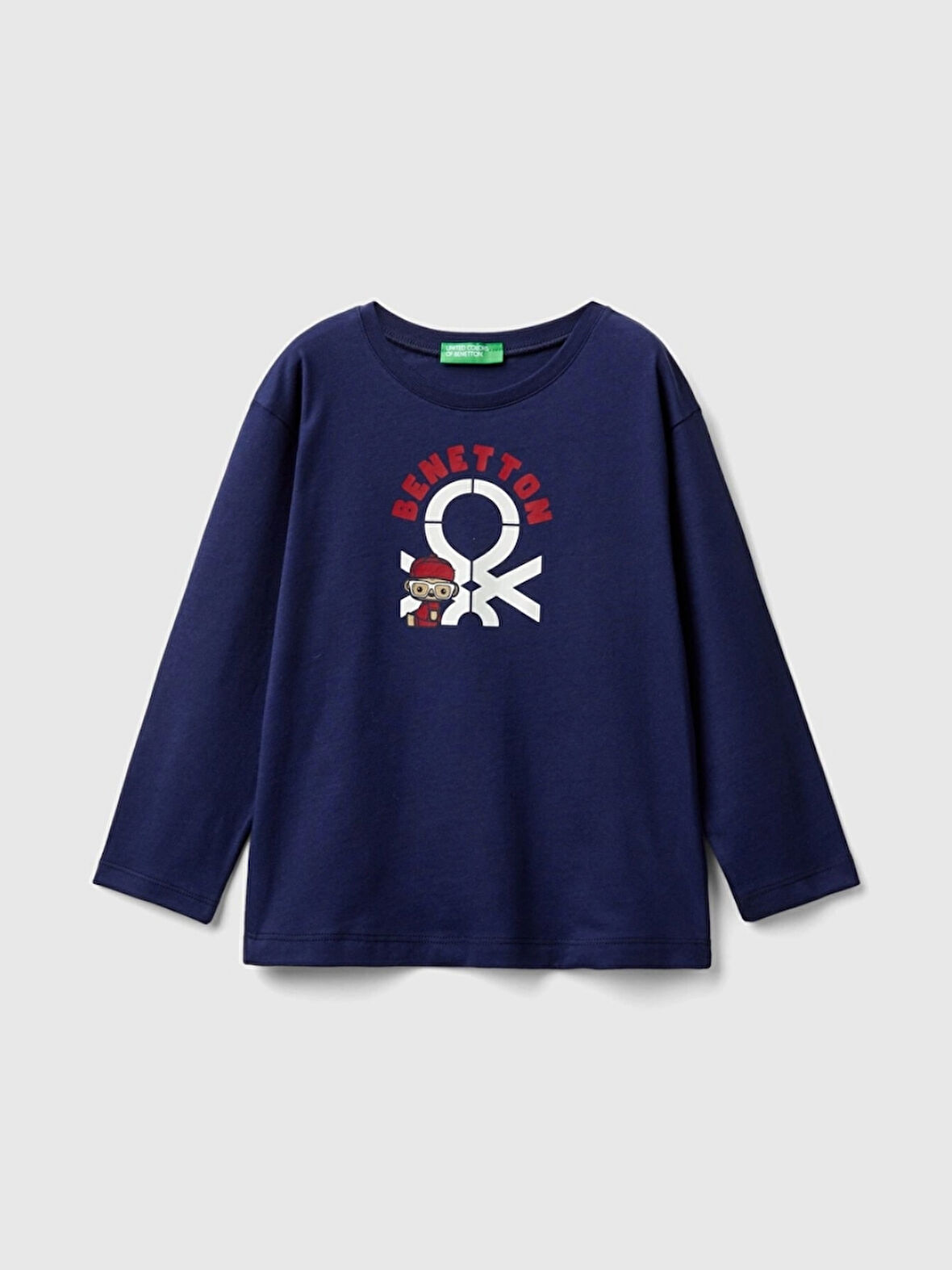 Benetton Erkek Çocuk Logo Baskılı Sweatshirt 1-6 Yaş Lacivert
