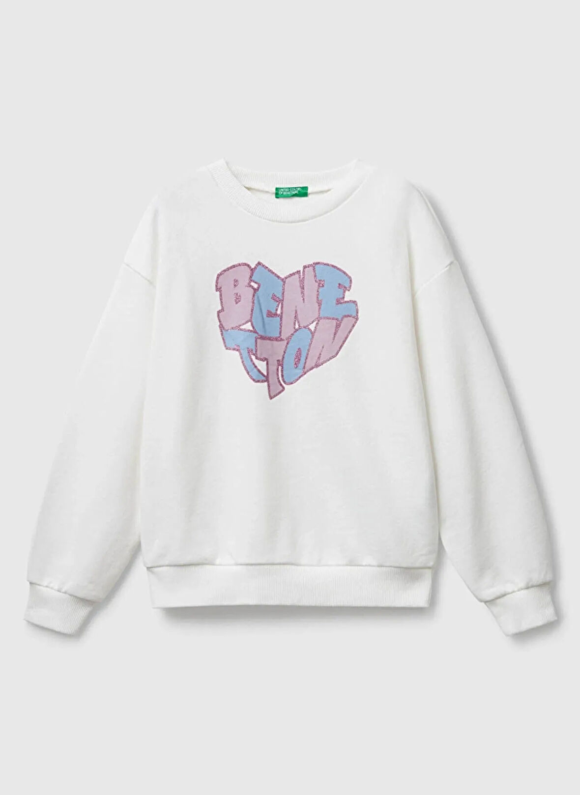 Benetton Baskılı Kız Çocuk Ekru Sweatshırt 3J68C10Q0