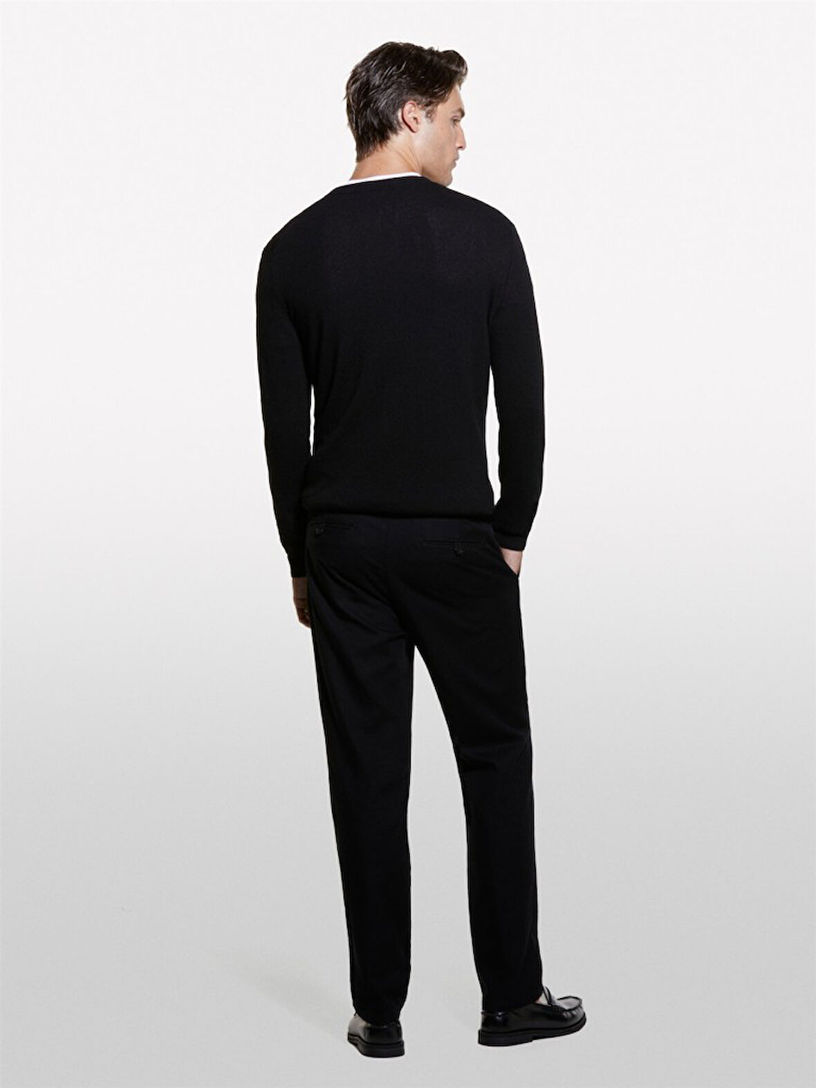 Kaşmir Karışımlı Bisiklet Yaka Kazak Erkek Siyah Kazak - 324A102HS1B17