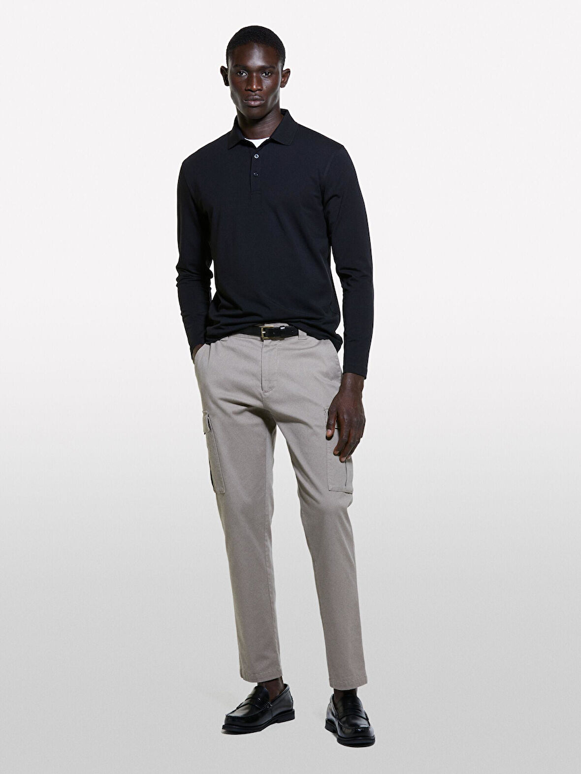 Pamuk ve Modal Karışımlı Ribanalı Yaka Uzun Kollu Gömlek Erkek Siyah Gömlek - 324A32WHS300R