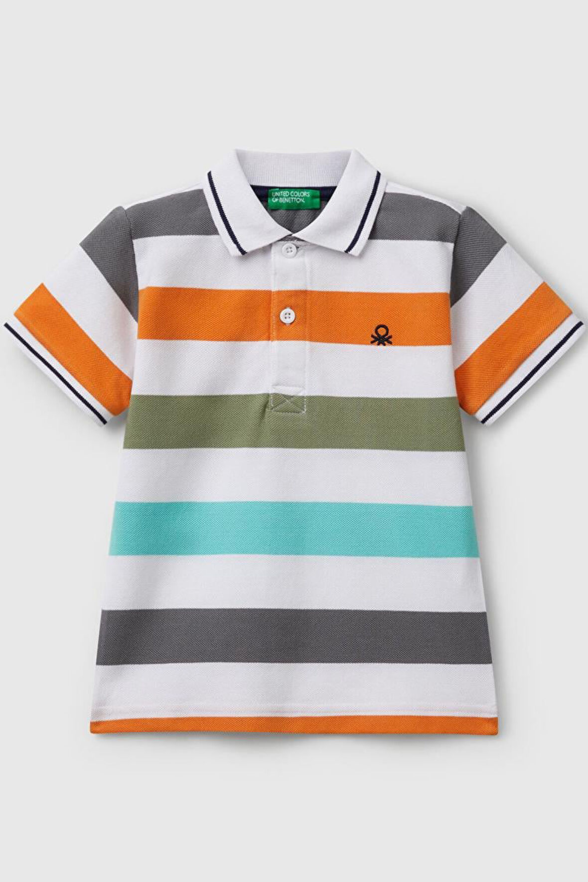 United Colors of Benetton Erkek Çocuk Çizgili Polo T shirt 39QAG300V