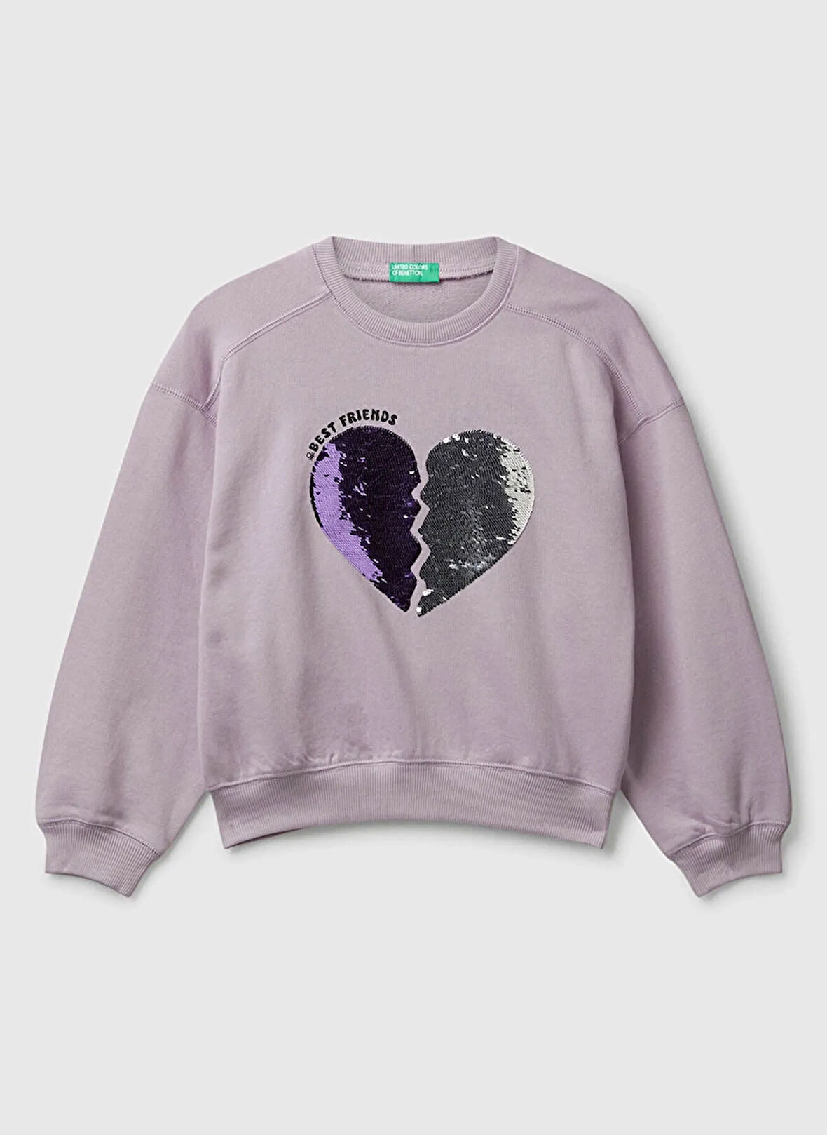 Benetton Payetli Kız Çocuk Lila Sweatshırt 3J68C10QI
