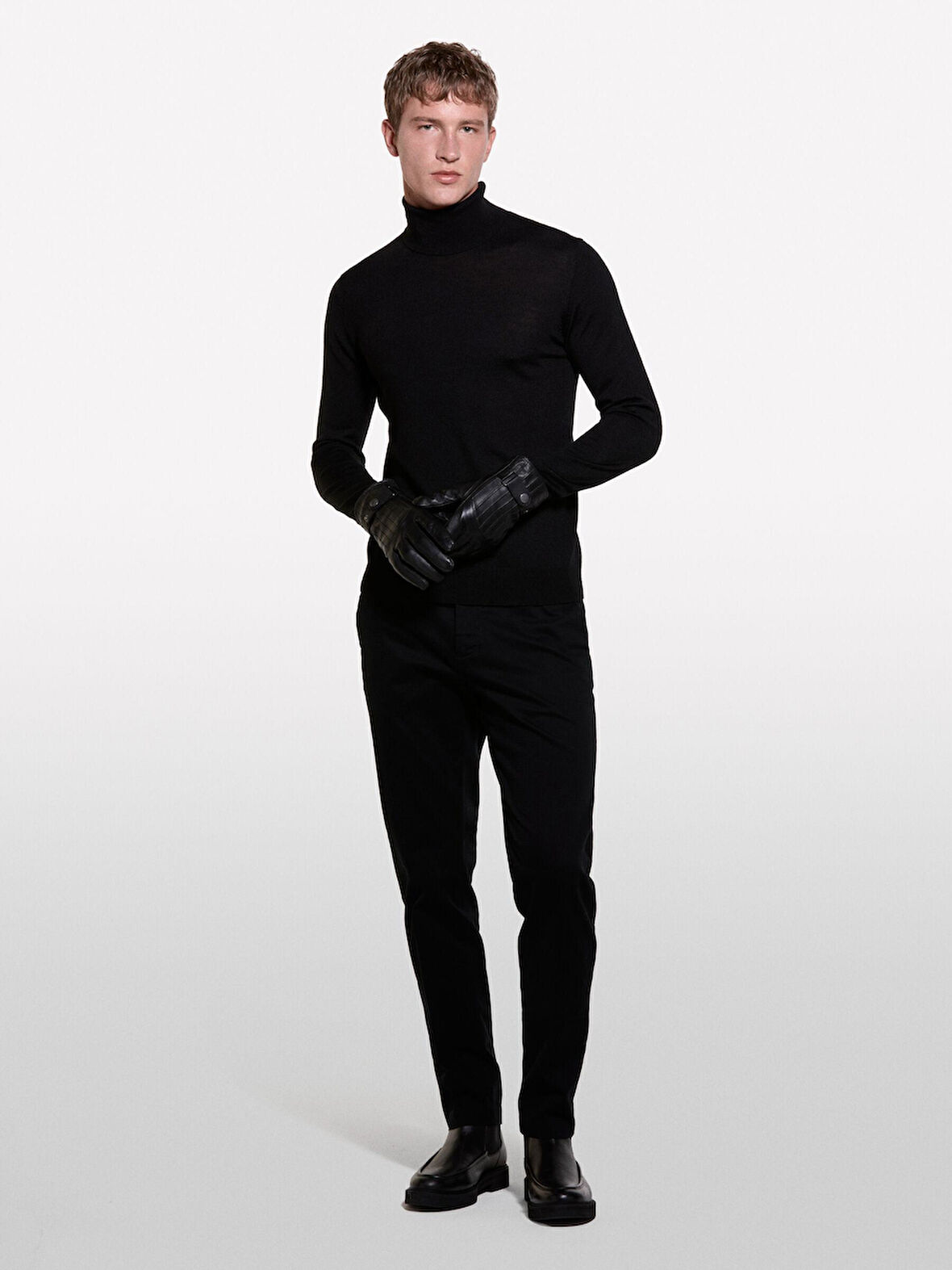 Yün Karışımlı Slim Fit Kazak Erkek Siyah Kazak - 324A11BAS200A