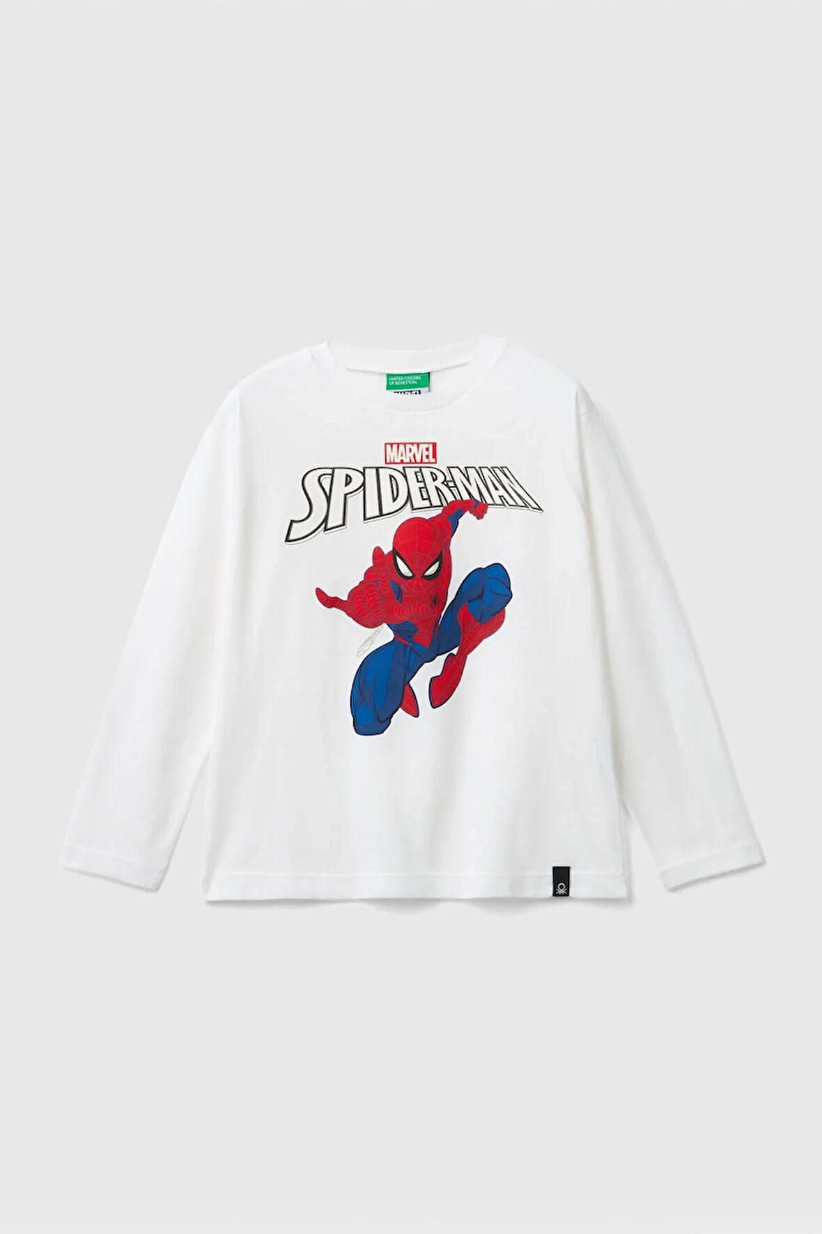  Erkek Çocuk Logolu Spiderman Baskılı Uzun Kollu T-Shirt - Beyaz | 8-9