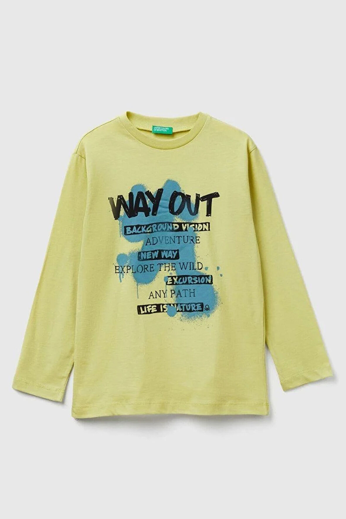 United Colors of Benetton Erkek Çocuk 3JERC10QO-25K  Uzun Kol Tshirt Sarı