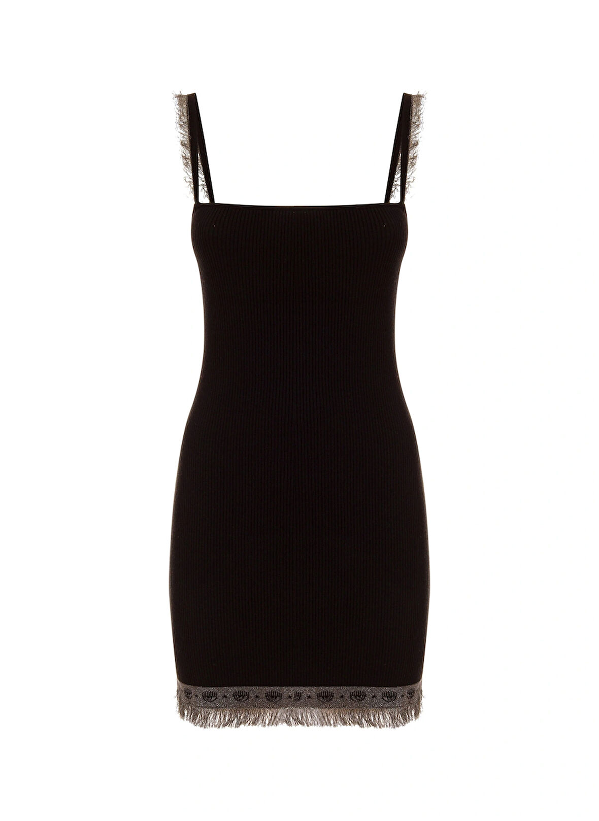 Chiara Ferragni Kare Yaka Düz Siyah Kısa Kadın Elbise 77CBON06