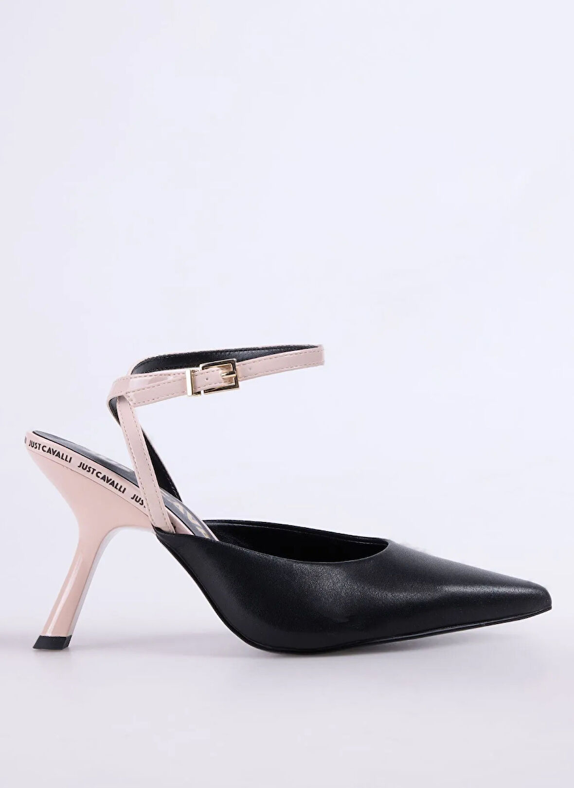 Just Cavalli Deri Bej - Siyah Kadın Topuklu Ayakkabı 78RA3S09