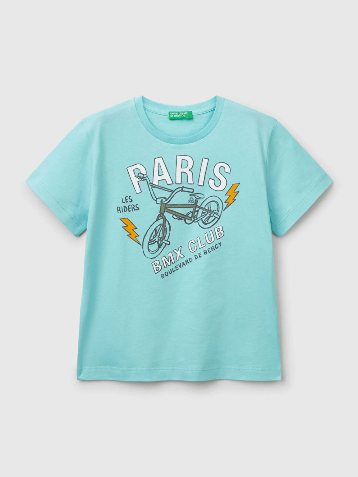 Benetton Erkek Çocuk Baskılı Tshirt 1-6 Yaş Turkuaz