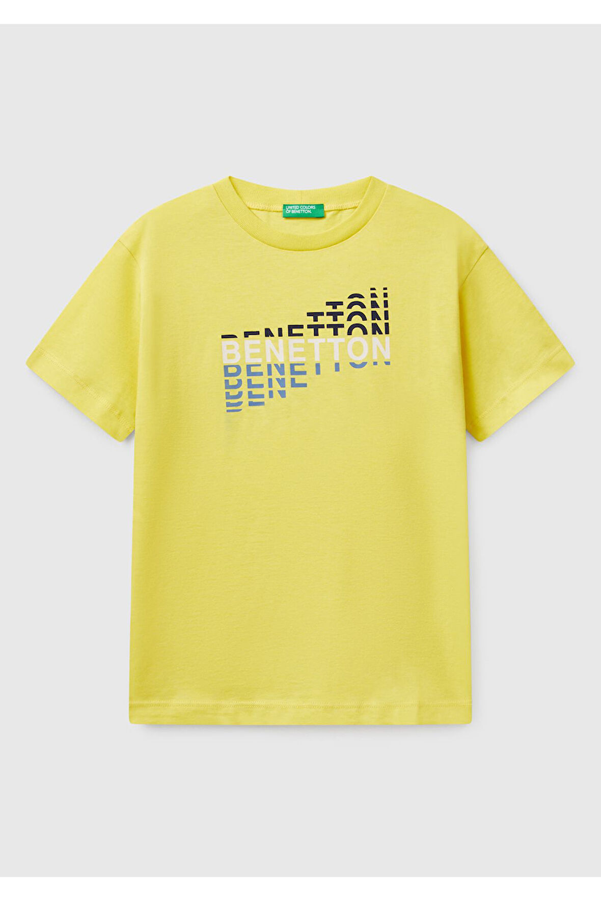Erkek Çocuk Sarı Benetton Logo Baskılı T-Shirt
