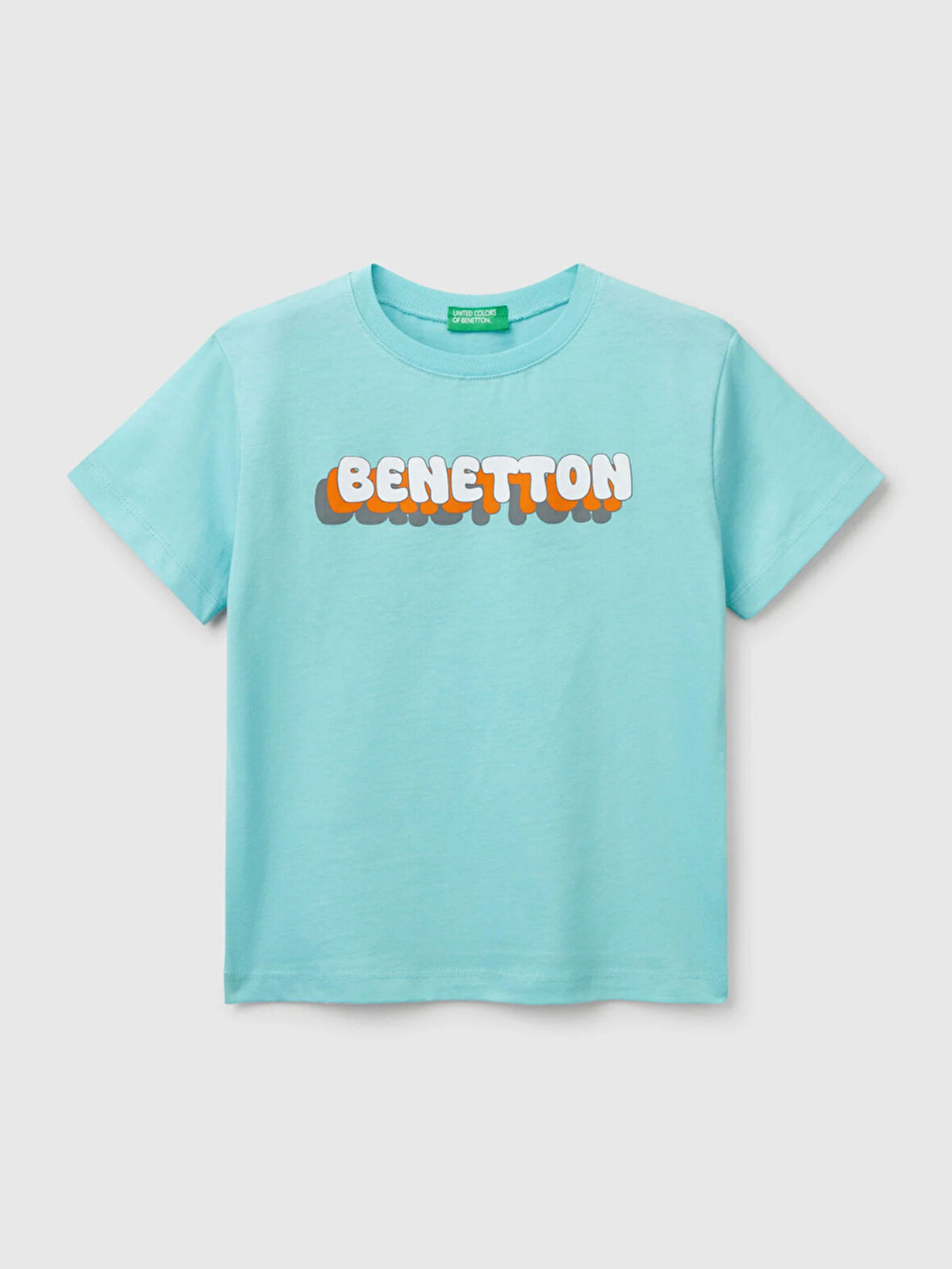 Benetton Erkek Çocuk Baskılı Tshirt 1-6 Yaş Turkuaz