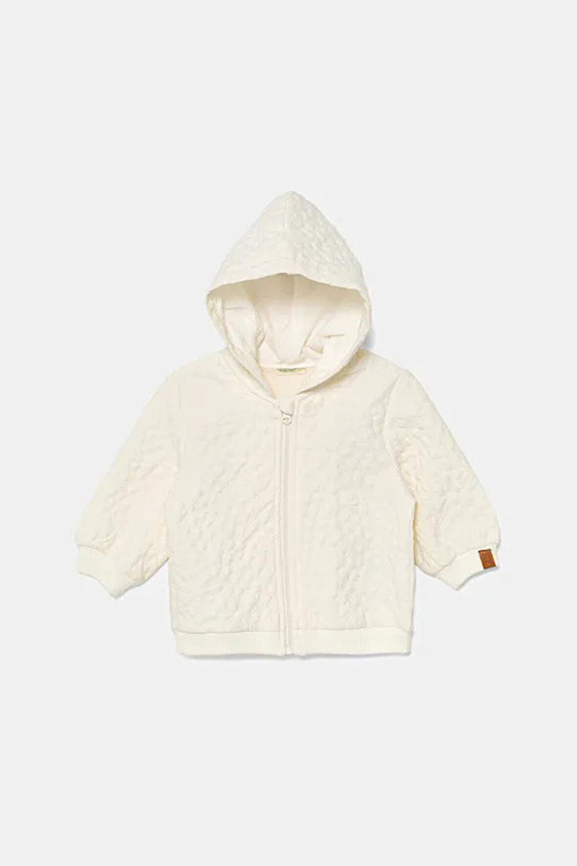 Bebek Yavruağzı Logo Etiketli Jakarlı Fermuarlı Kapüşonlu Sweatshirt