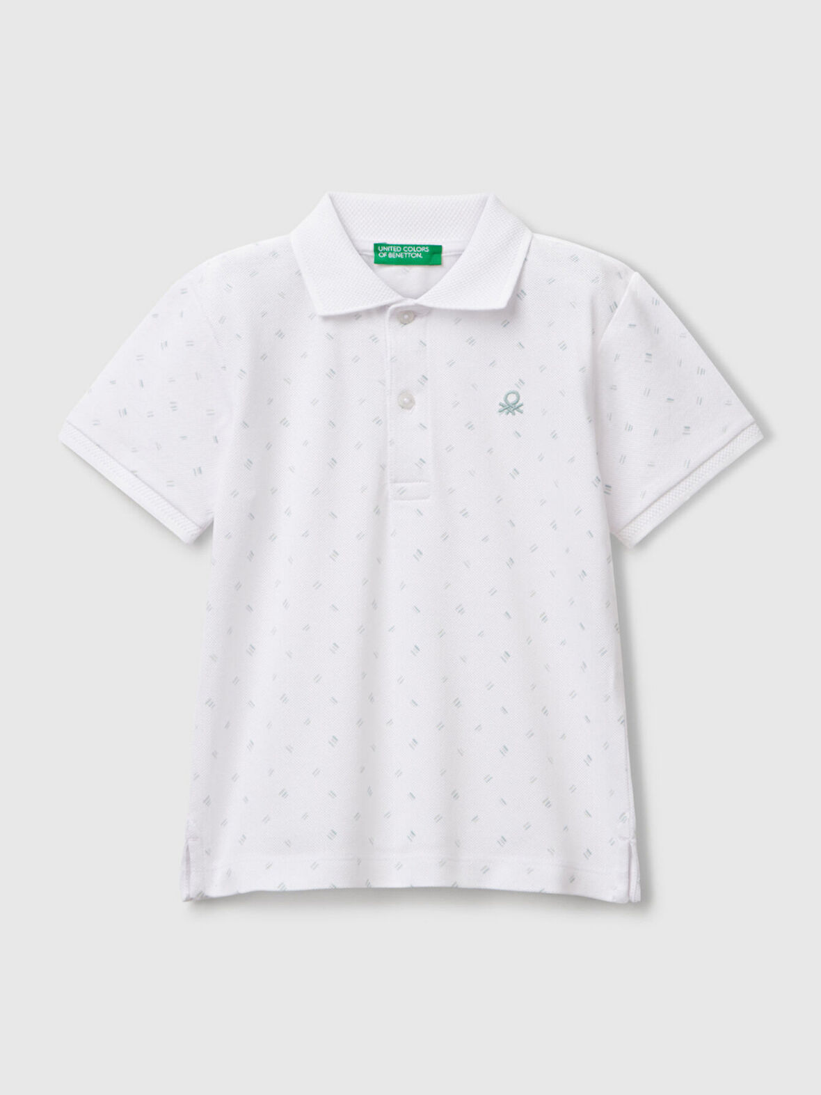 Benetton Erkek Çocuk Desenli PoloTshirt 1-6 Yaş Beyaz