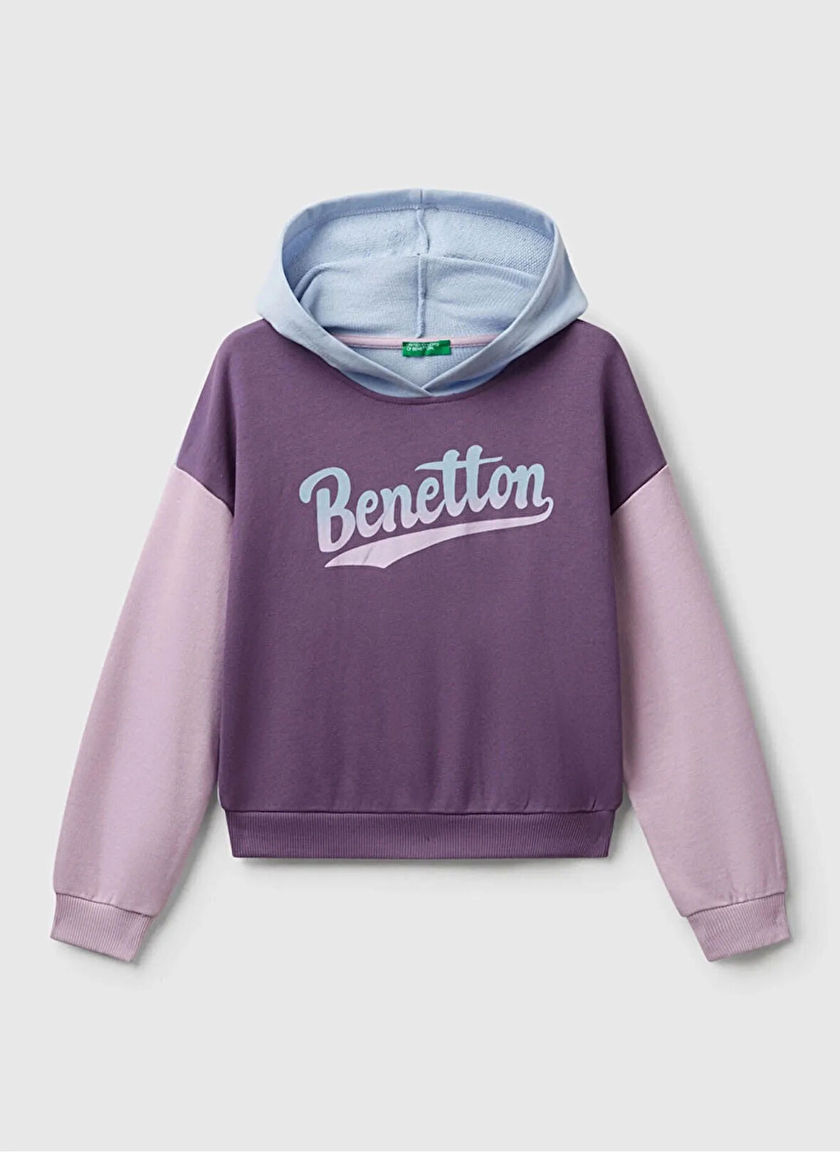 Benetton Baskılı Kız Çocuk Mor - Mavi Sweatshırt 3J68C204W
