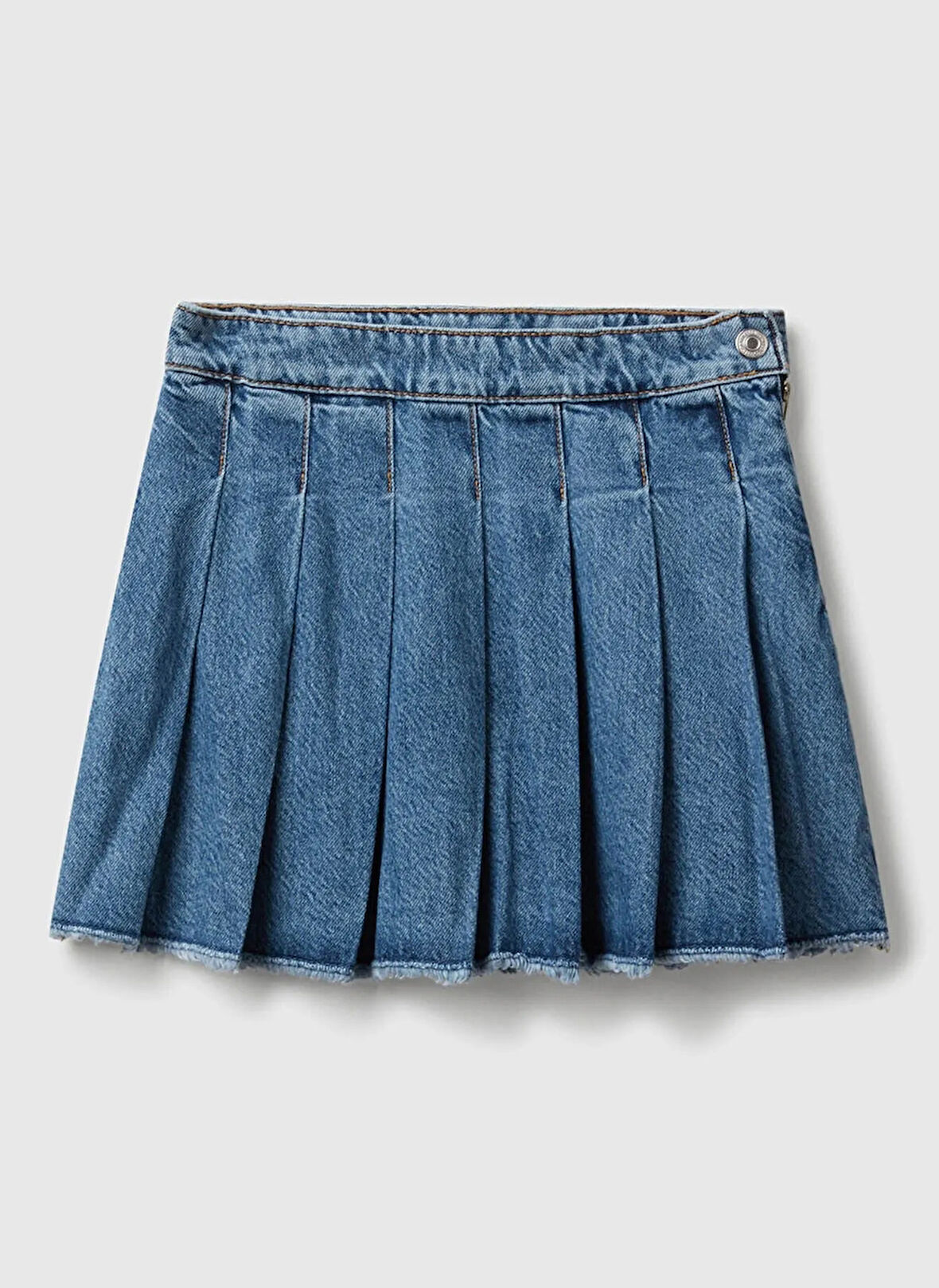 Benetton Yüksek Bel Pilise Koyu Mavi Düz Diz Üstü Kız Çocuk Etek 488PC002H