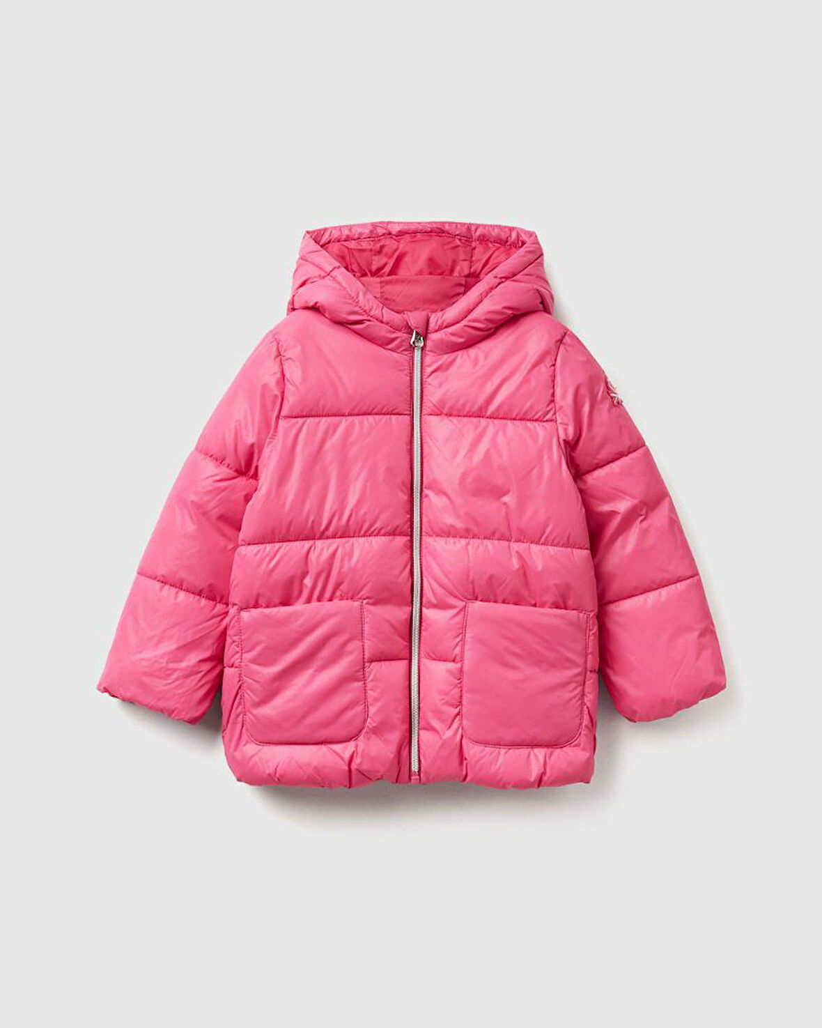Kız Bebek Logo İşlemeli Kapüşonlu Mont