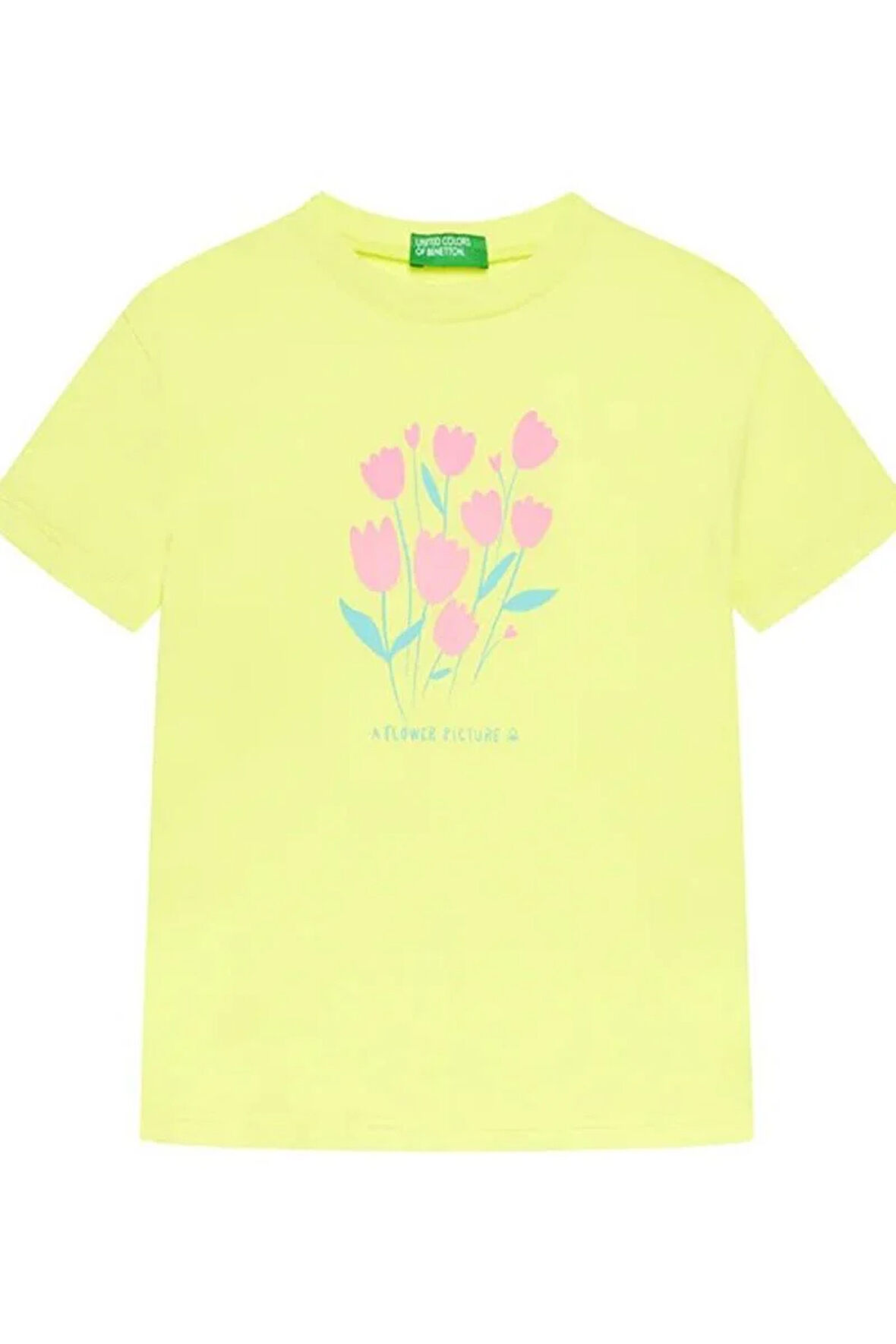 United Colors of Benetton Kız Çocuk Tshirt Sarı 3JERG10J3