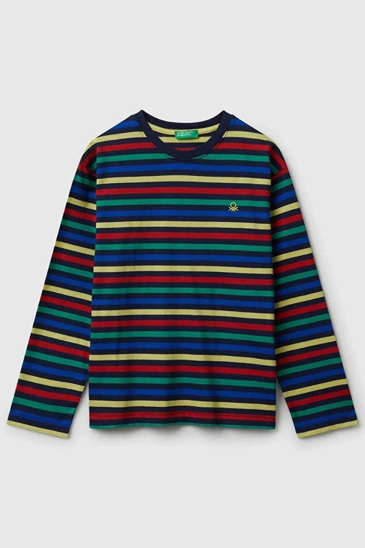 United Colors of Benetton Erkek Çocuk 3FNLC10QB-25K  Uzun Kol Çizgili Tshirt Lacivert
