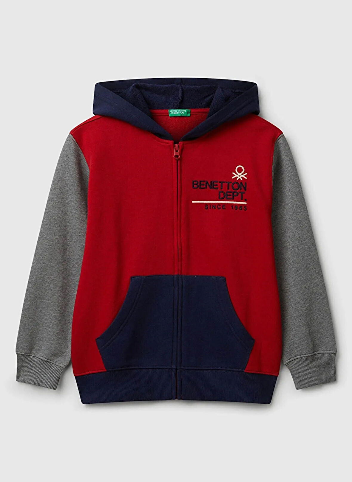 Benetton Nakışlı Erkek Çocuk Kırmızı - Gri Sweatshırt 3J68C505C