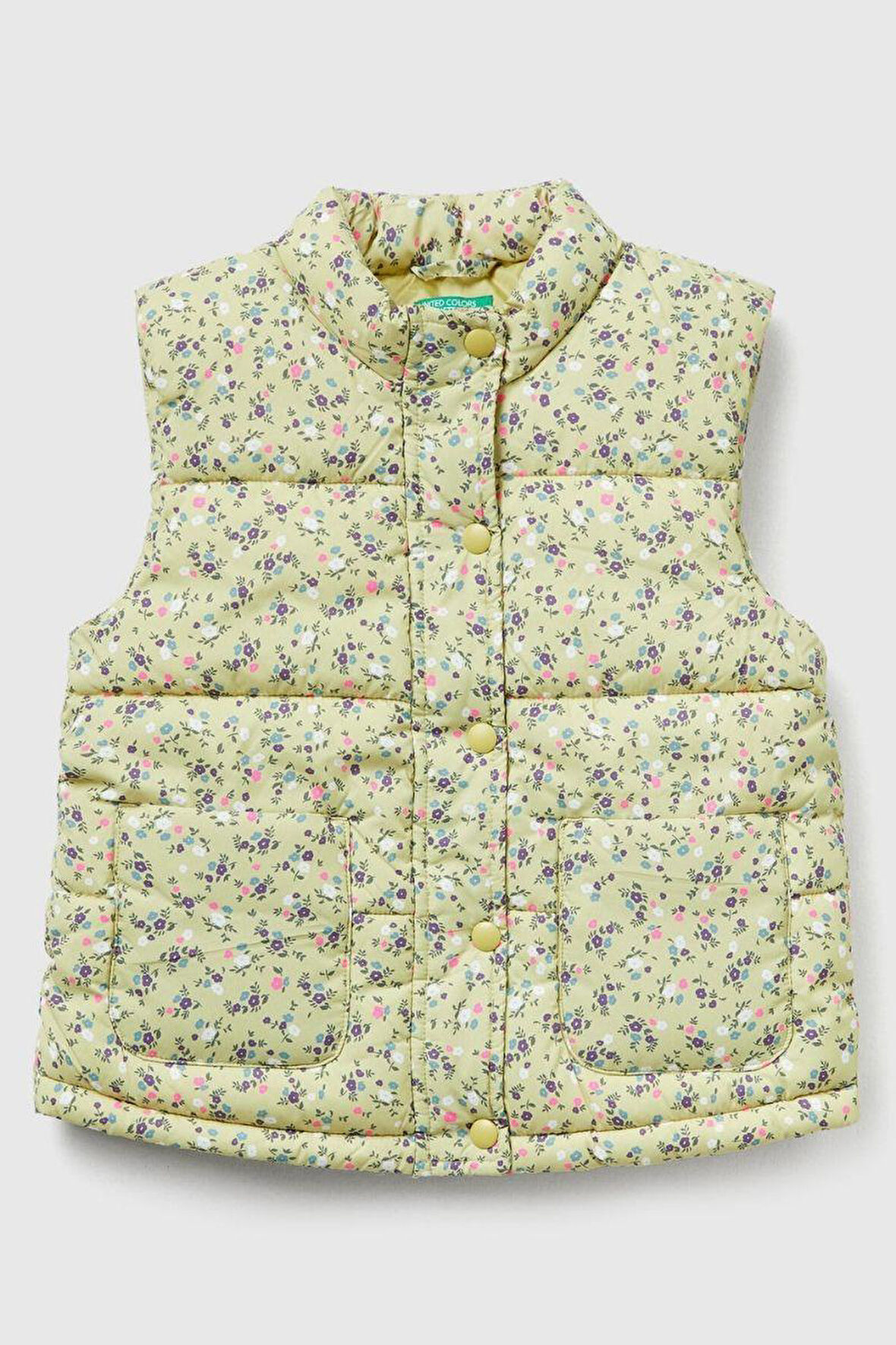 United Colors of Benetton Kız Bebek 2V3YGJ00O-25K Desenli Yelek Sarı