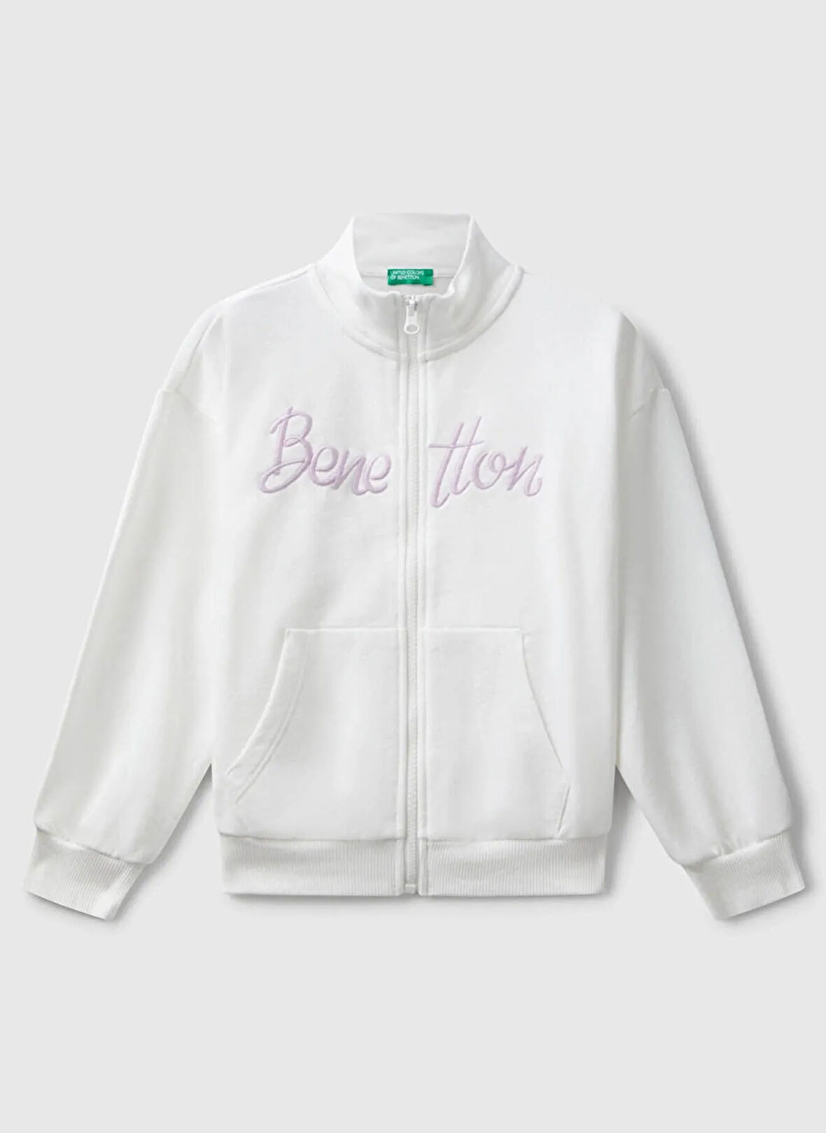 Benetton Nakışlı Kız Çocuk Ekru Sweatshırt 3J68C505D