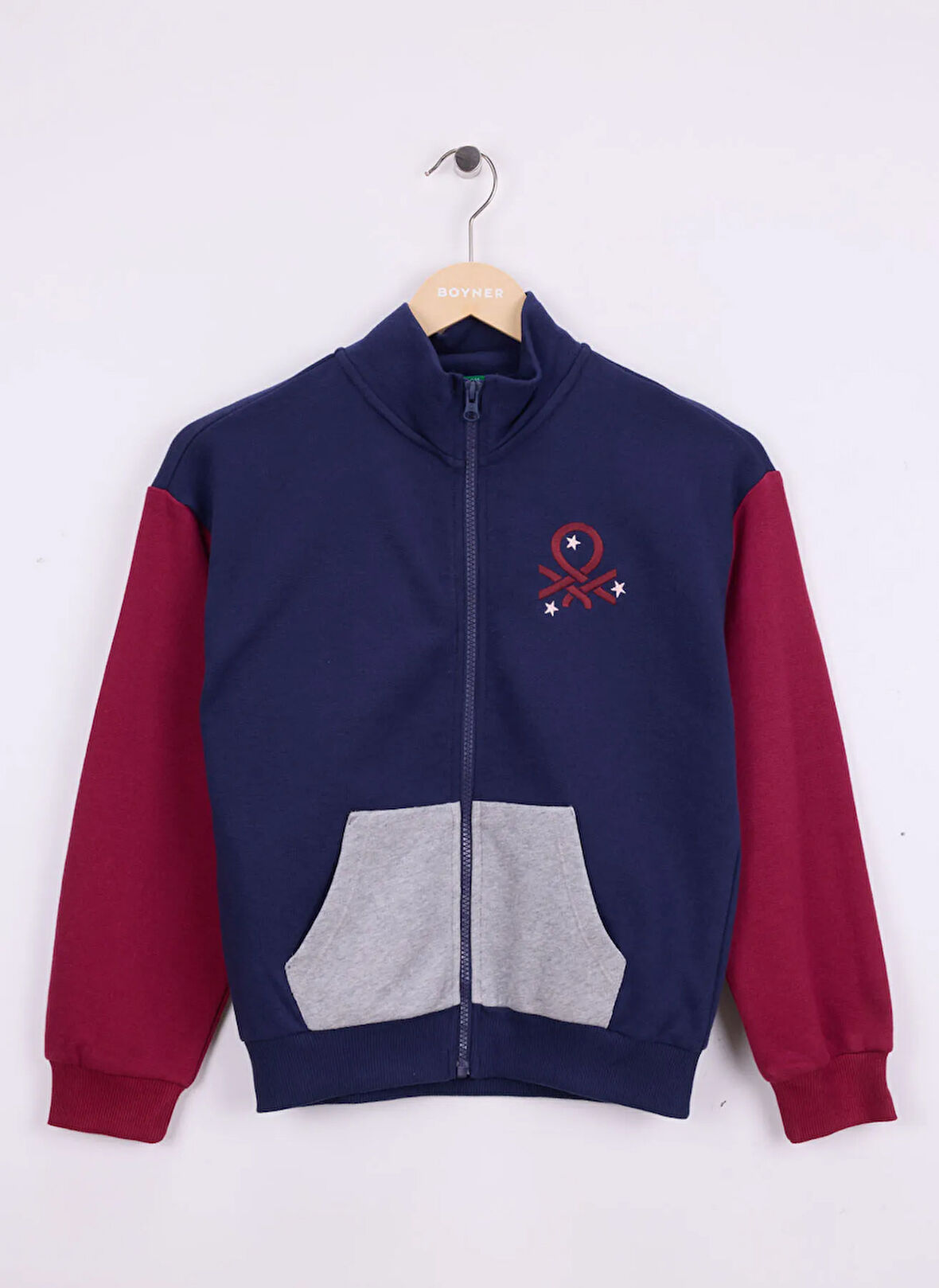 Benetton Nakışlı Kız Çocuk Lacivert - Bordo Sweatshırt 3J68C505D