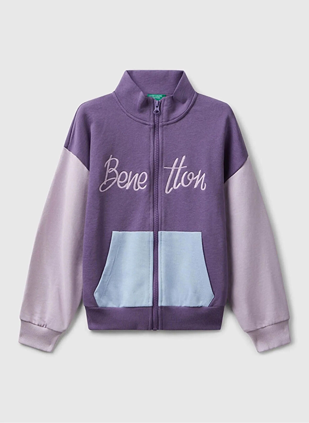 Benetton Nakışlı Kız Çocuk Mor - Mavi Sweatshırt 3J68C505D
