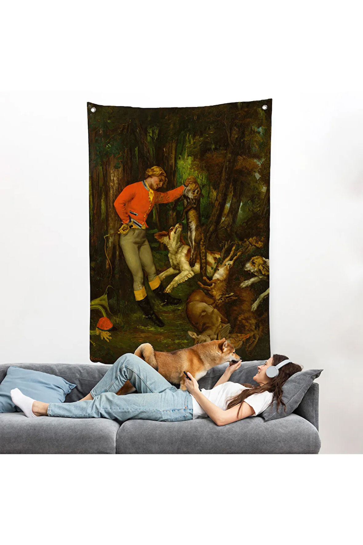 Gustave Courbet -Avdan Sonra Duvar Örtüsü - After the Hunt-8055